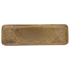 Tiffany Studios New York Zodiac Bronze Doré Pen Tray