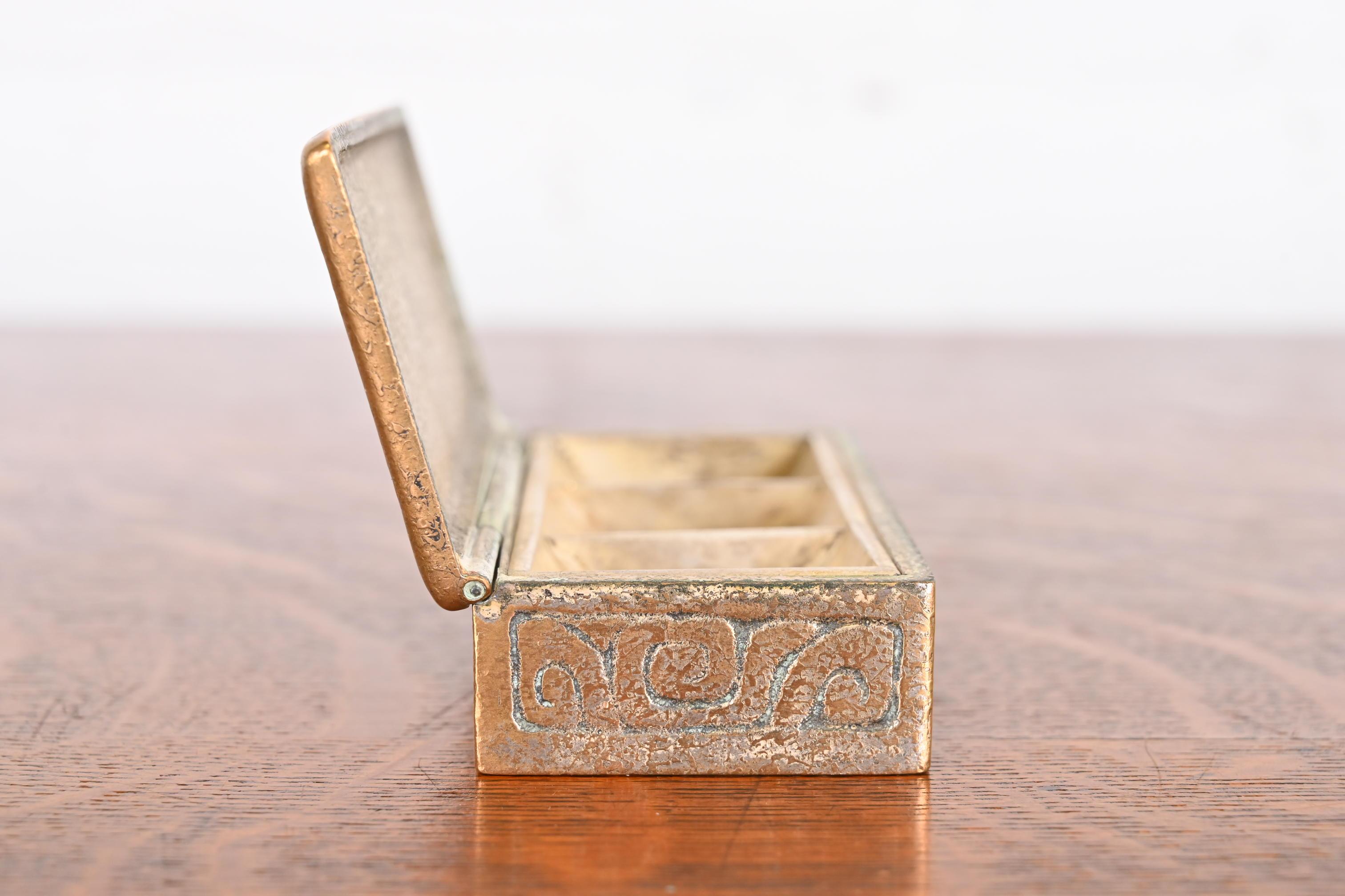 Tiffany Studios New York Zodiac Bronze Doré Stamp Box For Sale 5