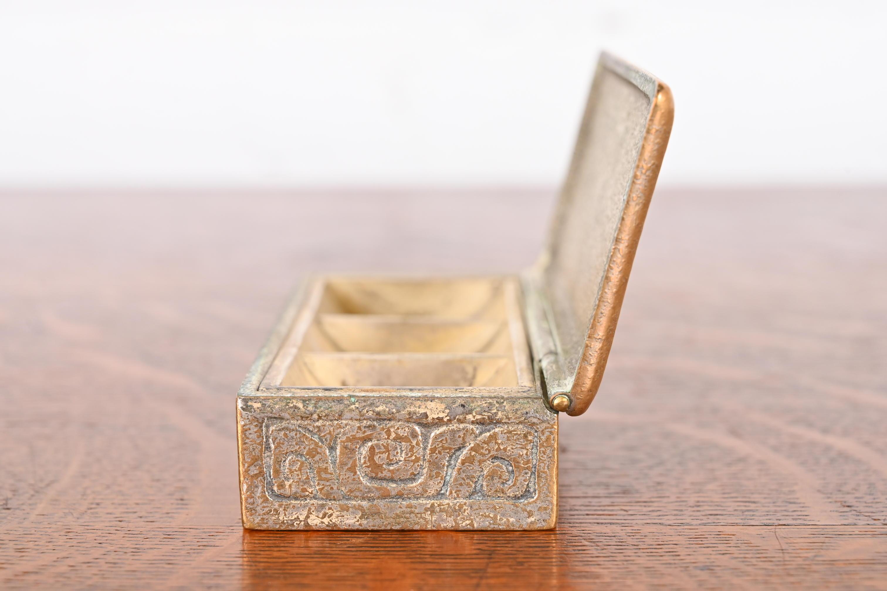Tiffany Studios New York Zodiac Bronze Doré Stamp Box For Sale 7