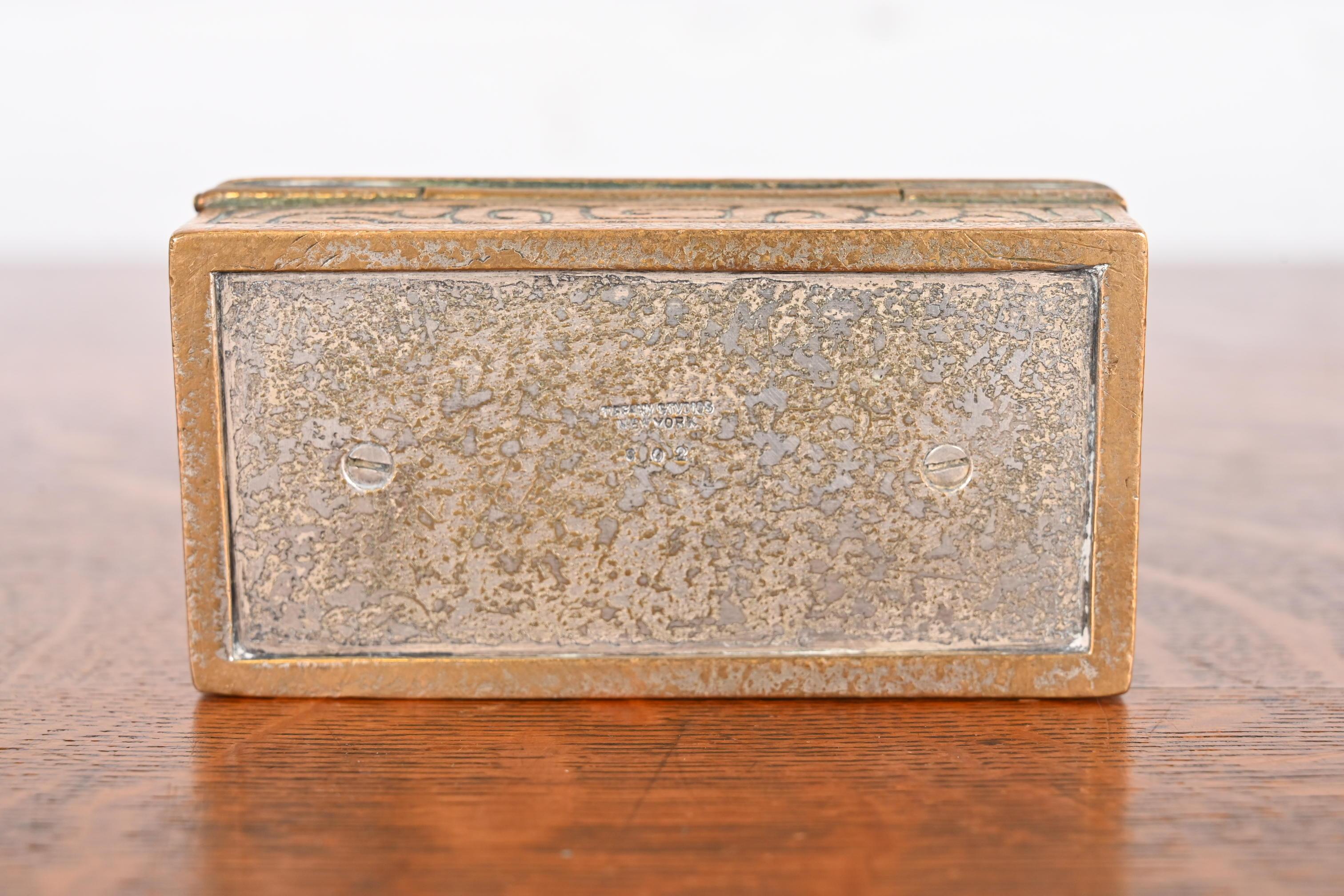 Tiffany Studios New York Zodiac Bronze Doré Stamp Box For Sale 9