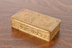 Tiffany Studios New York Zodiac Bronze Doré Stamp Box