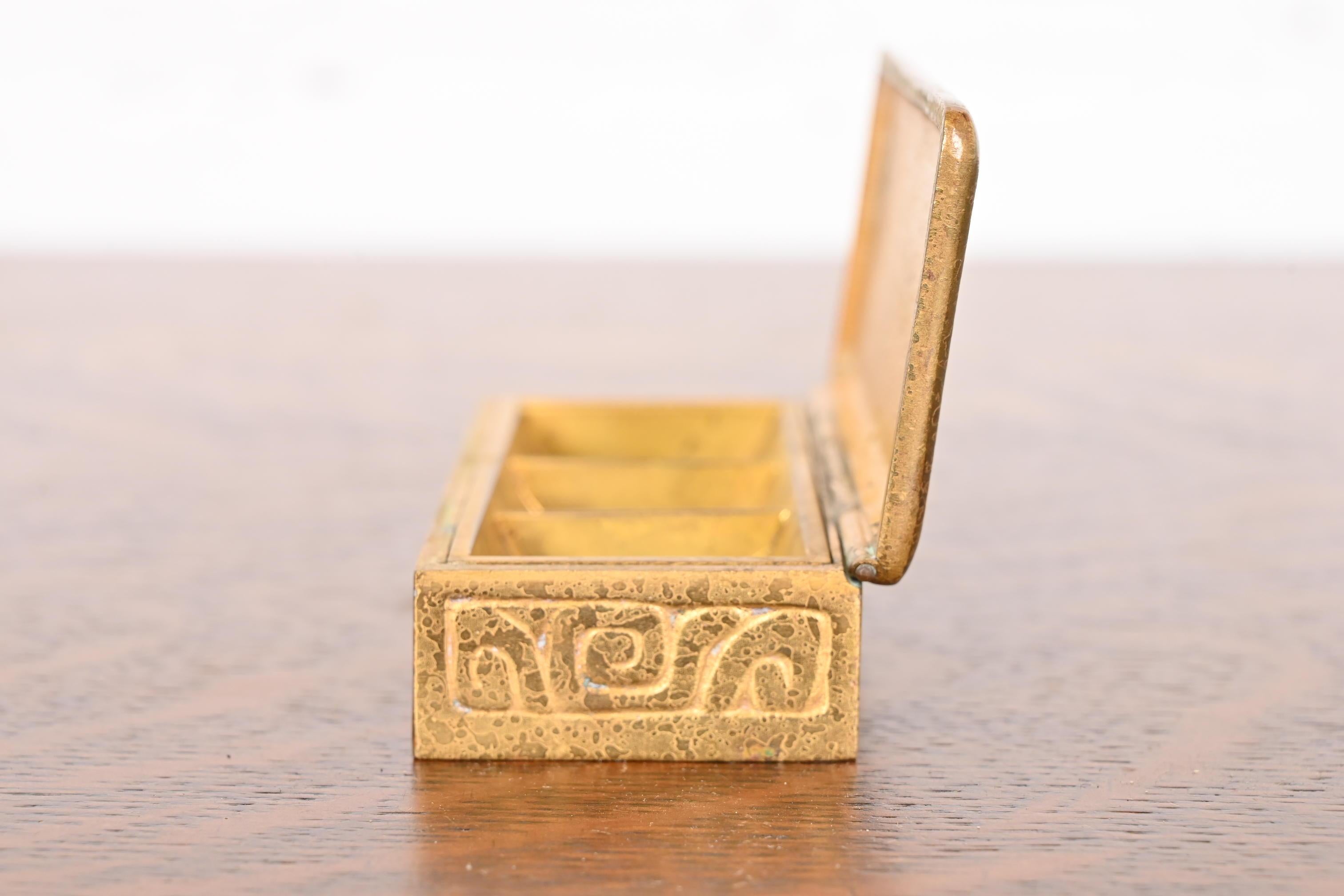 Tiffany Studios New York Zodiac Bronze Doré Stamp Box For Sale 3