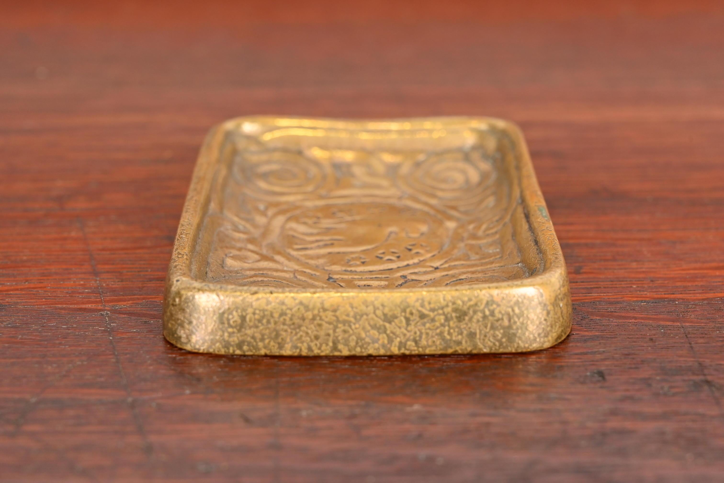 Tiffany Studios New York Zodiac Bronze Doré Stamp Tray For Sale 5