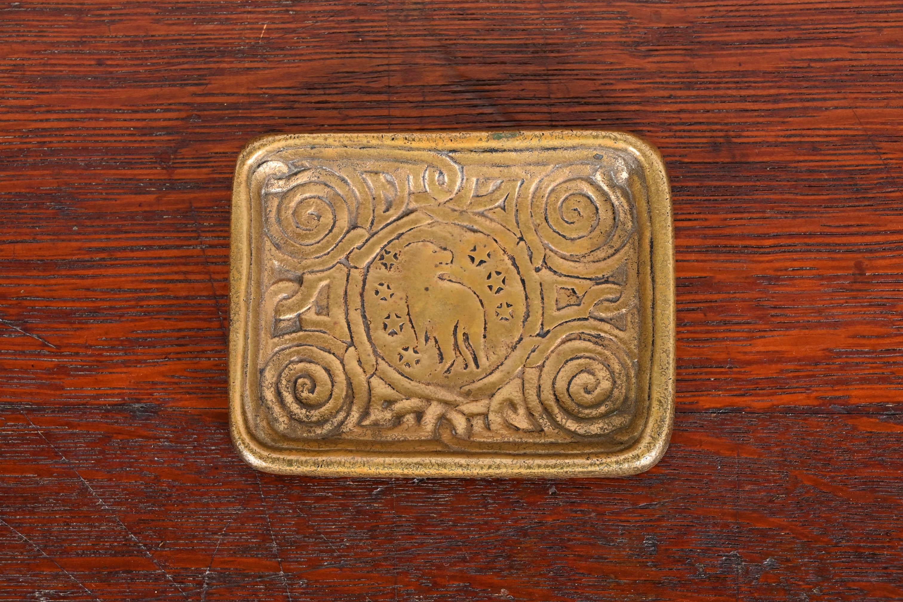 Tiffany Studios New York Zodiac Bronze Doré Stempel Tablett im Angebot 1