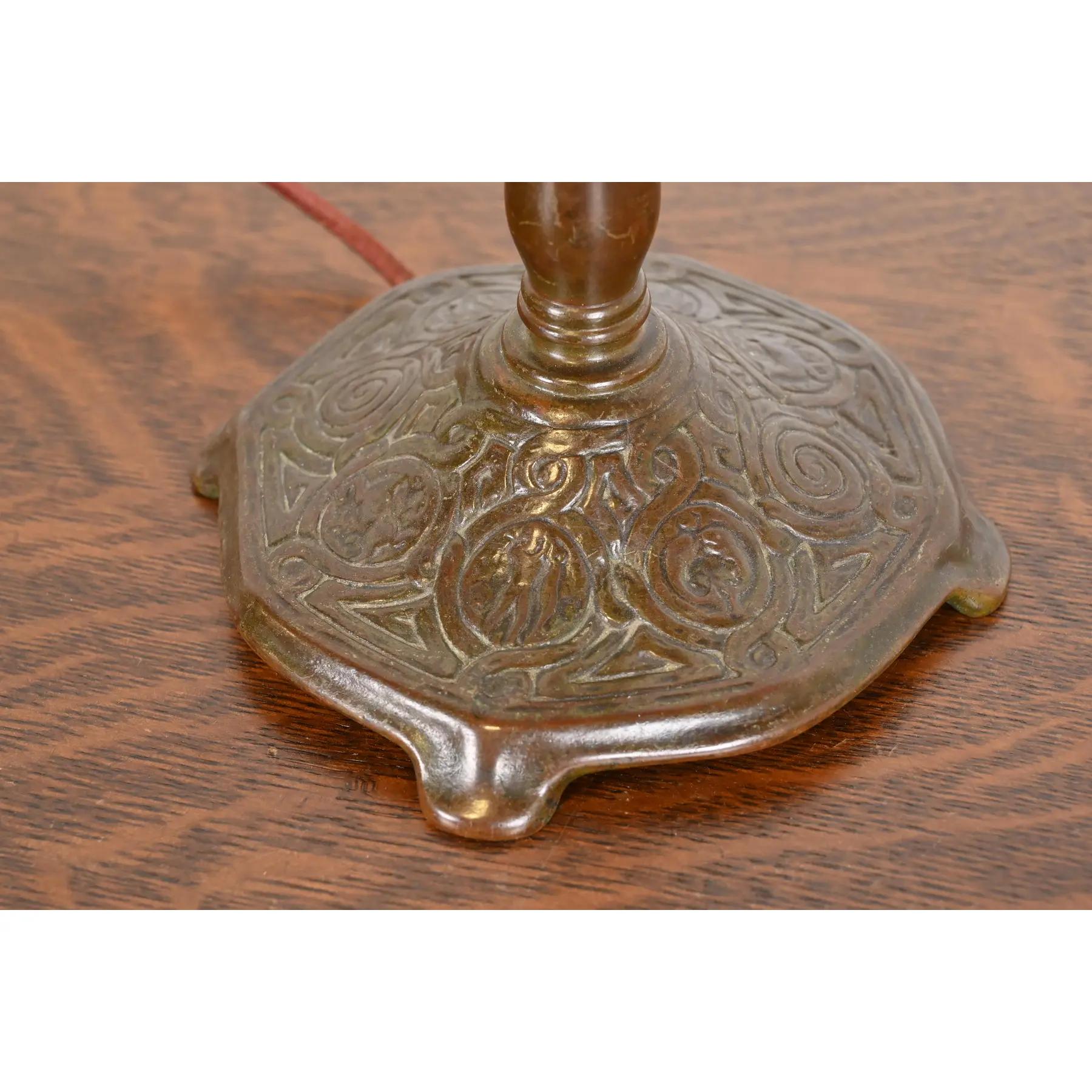 Tiffany Studios New York Zodiac Bronze Harp Desk Lamp For Sale 4
