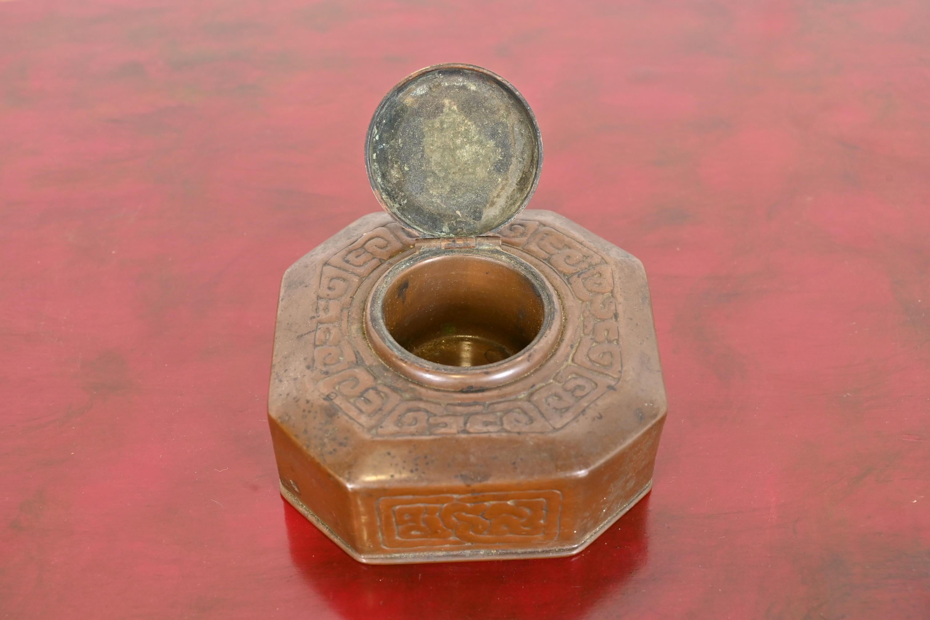 Tiffany Studios New York Zodiac Bronze Inkwell For Sale 5