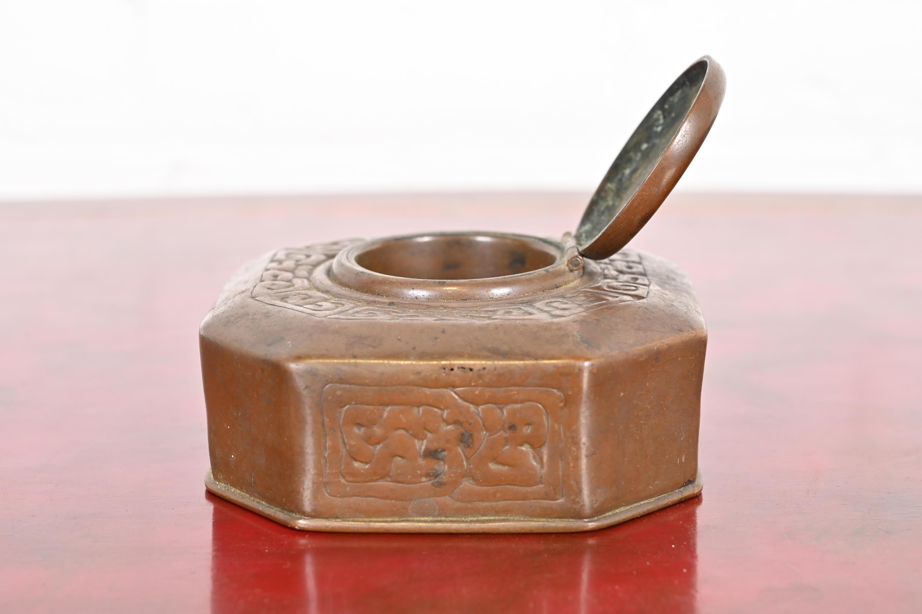 Tiffany Studios New York Zodiac Bronze Inkwell For Sale 10