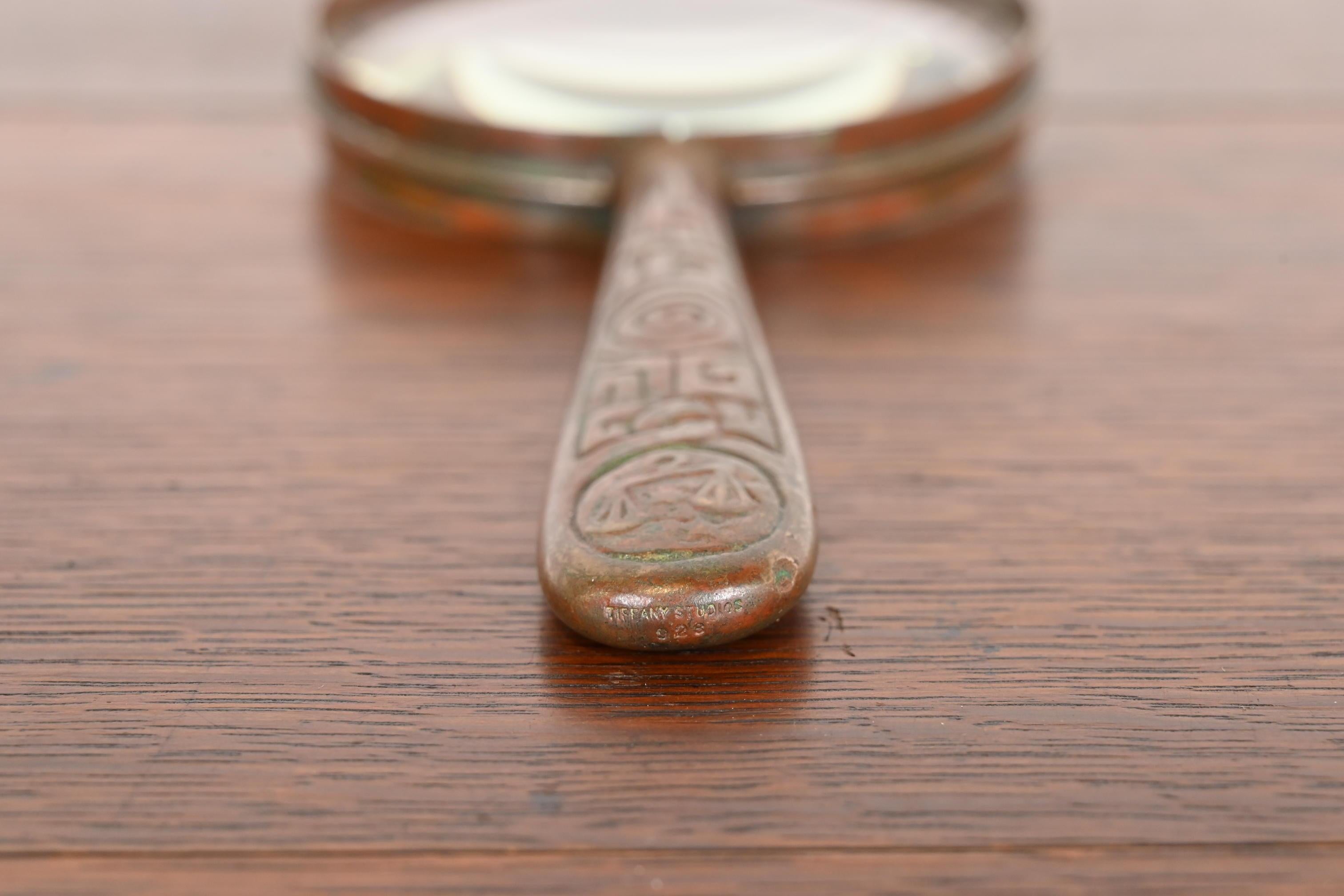 Tiffany Studios New York Zodiac Bronze Magnifying Glass For Sale 6