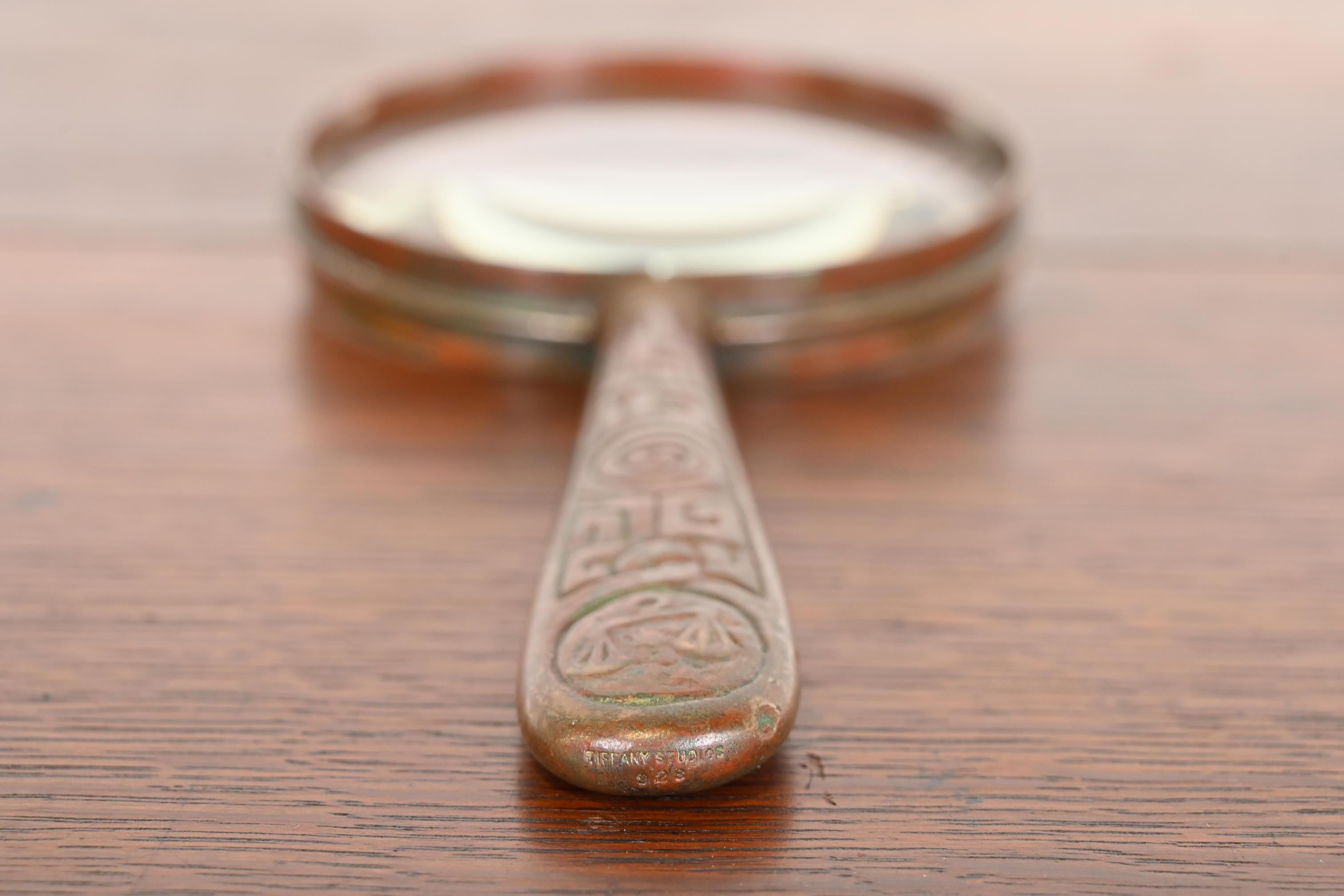 Tiffany Studios New York Zodiac Bronze Magnifying Glass For Sale 7