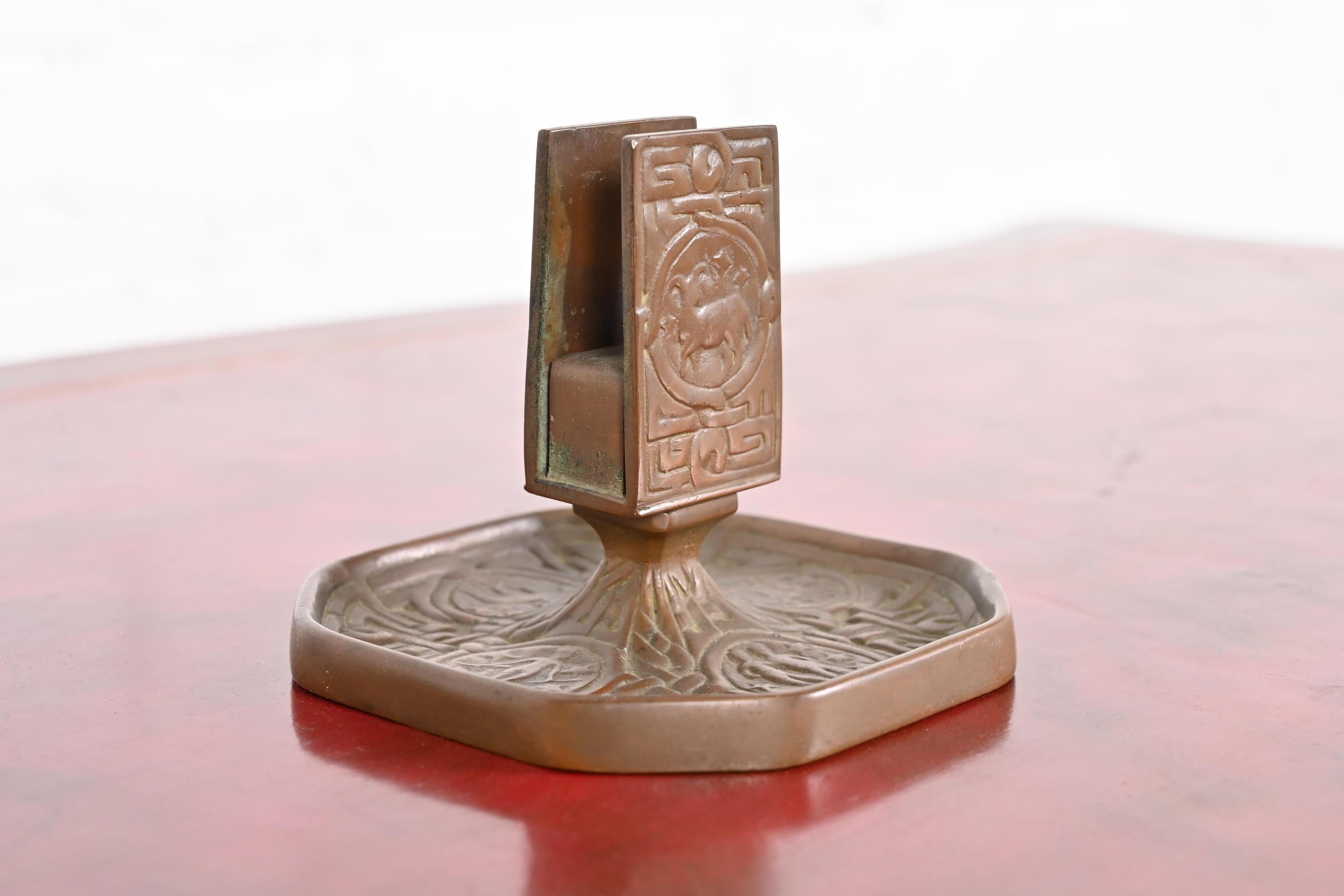 Tiffany Studios New York Zodiac Bronze Match Box Holder For Sale 1