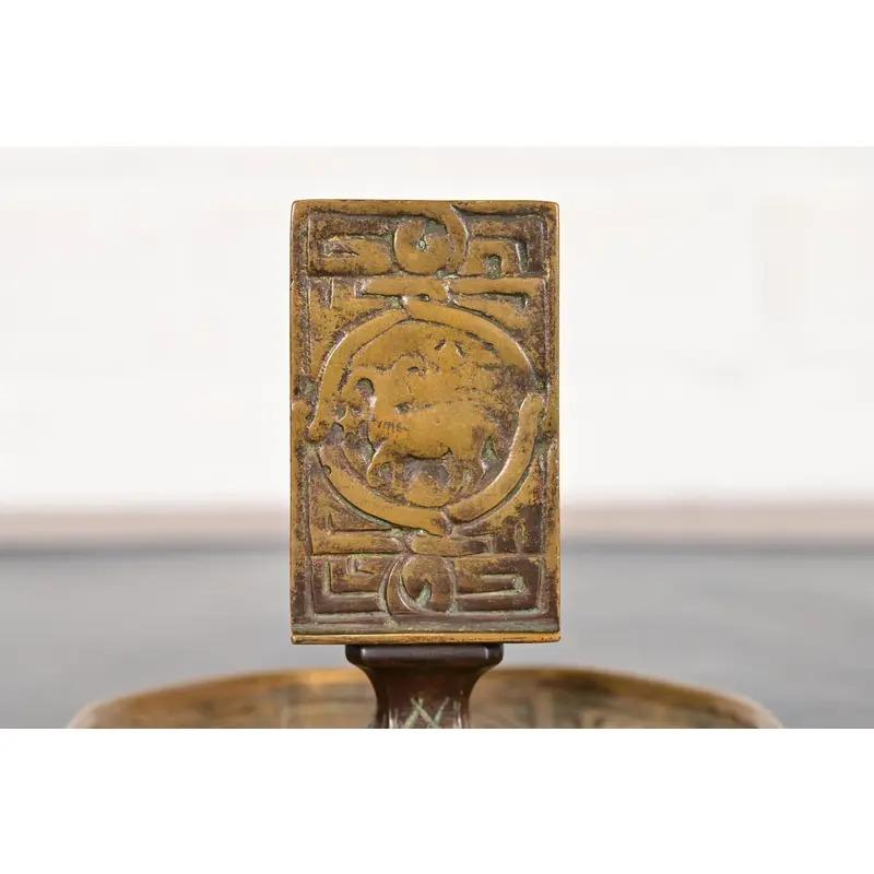 Tiffany Studios New York Zodiac Bronze Streichholzschachtel-Halter im Angebot 1