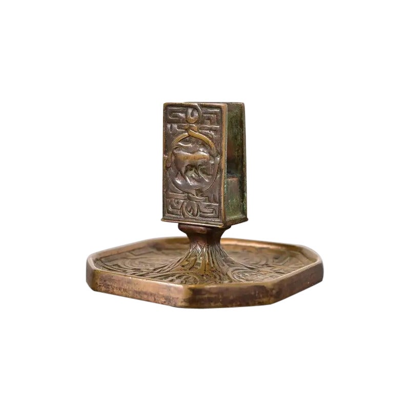 Tiffany Studios New York Zodiac Bronze Streichholzschachtel-Halter