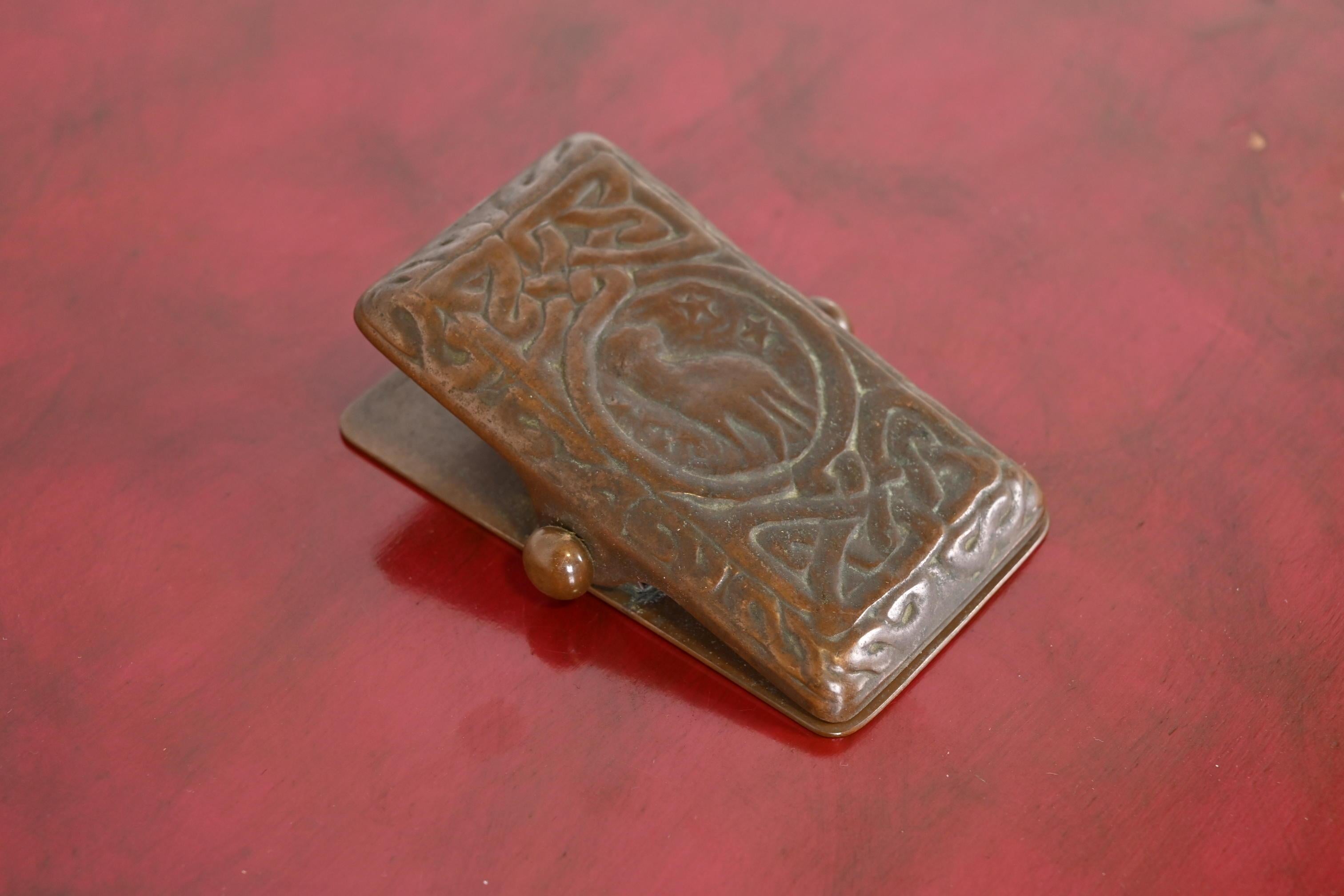 American Tiffany Studios New York Zodiac Bronze Paper Clip
