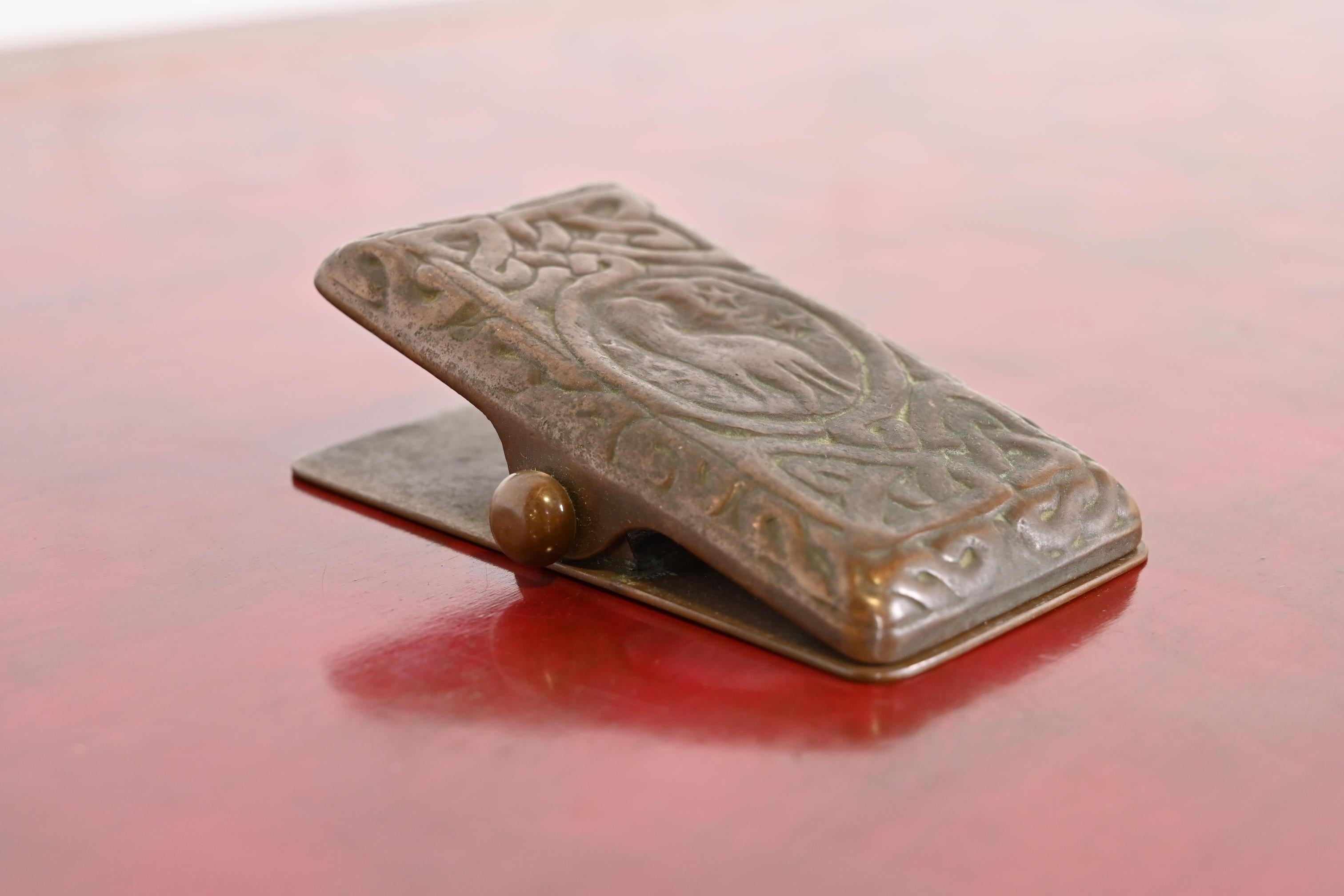Tiffany Studios New York Zodiac Bronze Paper Clip In Good Condition In South Bend, IN