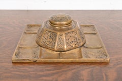 Tiffany Studios New York Zodiac Bronze Partner's Inkwell With Desk Tray
