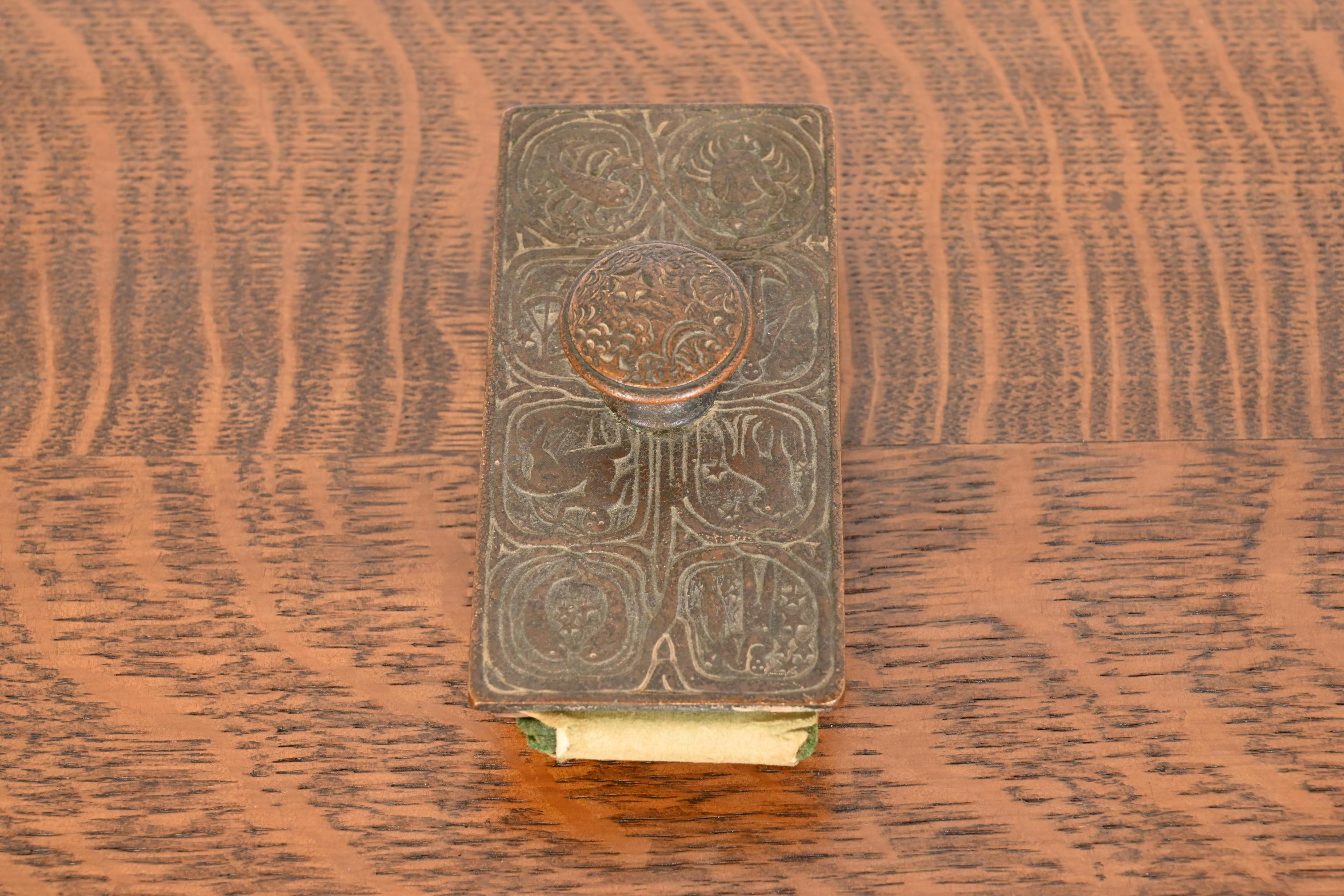 Tiffany Studios New York 'Zodiac' Bronze Rocker Blotter, circa 1910 For Sale 5