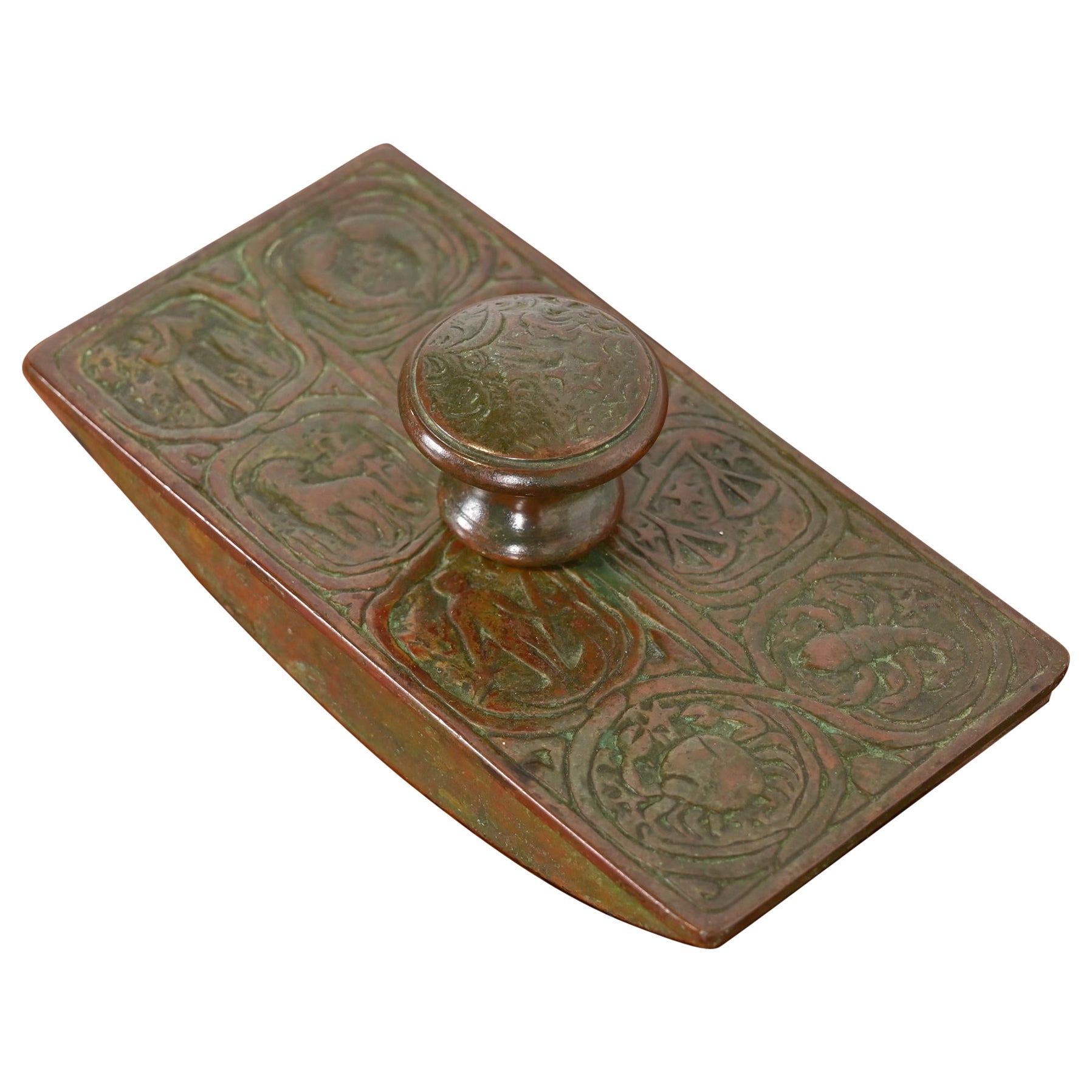 Tiffany Studios New York Zodiac Bronze Rocker Blotter