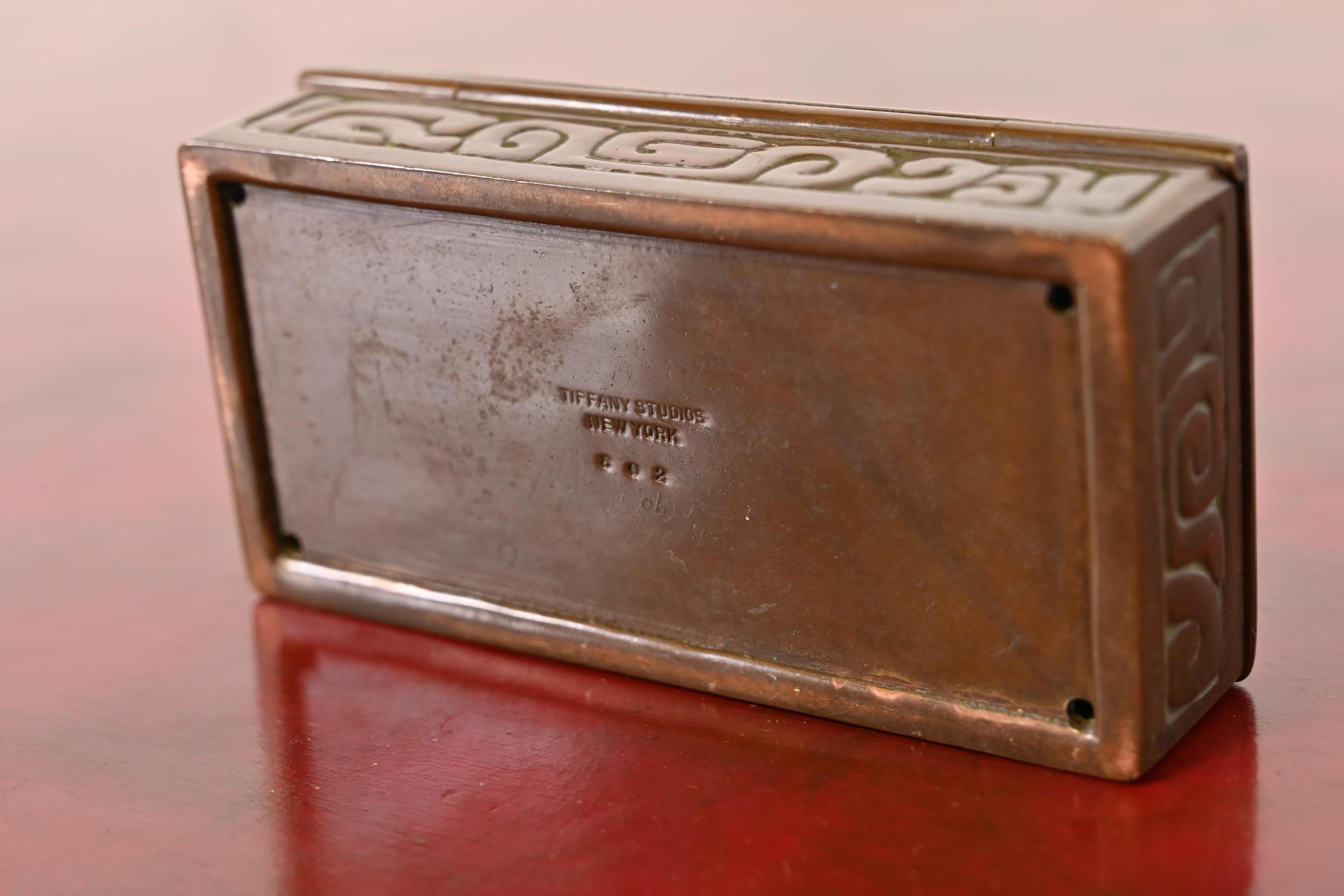 Tiffany Studios New York Zodiac Bronze Stamp Box For Sale 9