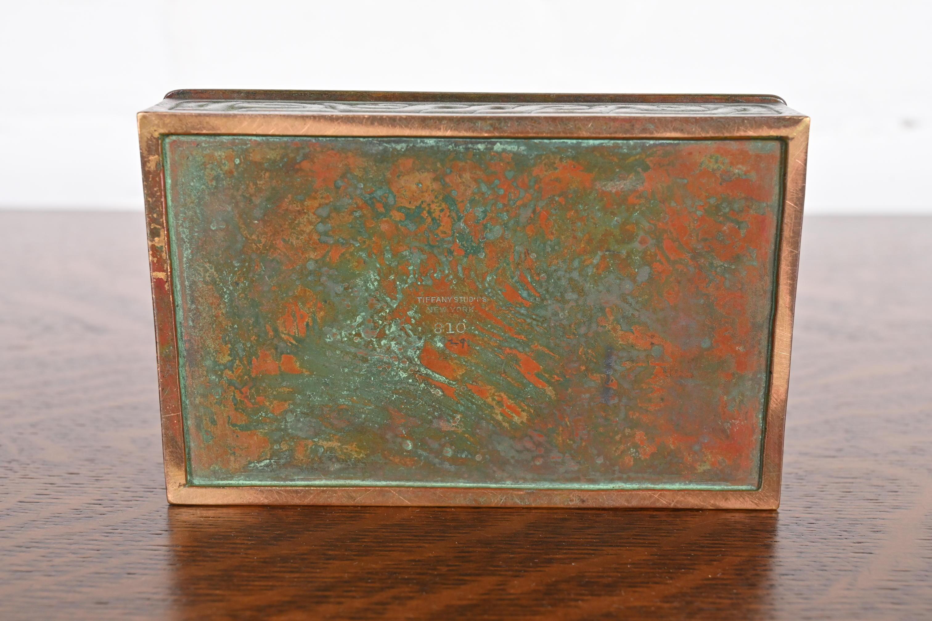 Tiffany Studios New York Zodiac Patinated Bronze Box, Circa 1910 For Sale 10