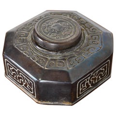 Tiffany Studios New York "Zodiac" Patinated Bronze Inkwell