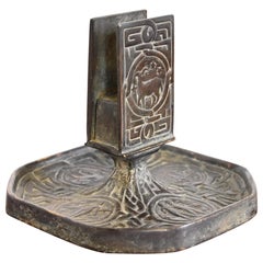 Tiffany Studios New York "Zodiac" Patinated Bronze Match Box Holder