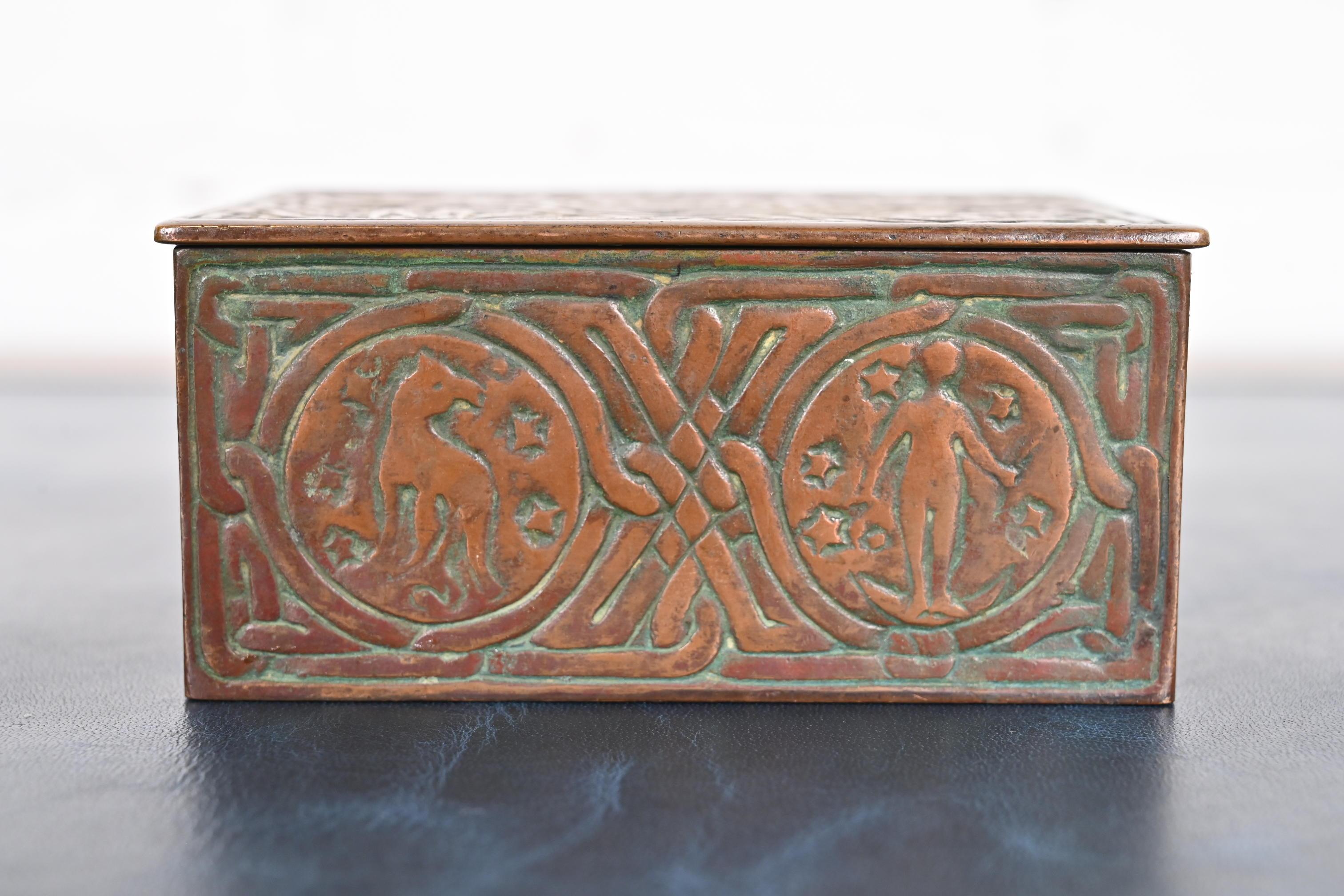 Arts and Crafts Tiffany Studios New York Zodiac Pattern Bronze Box