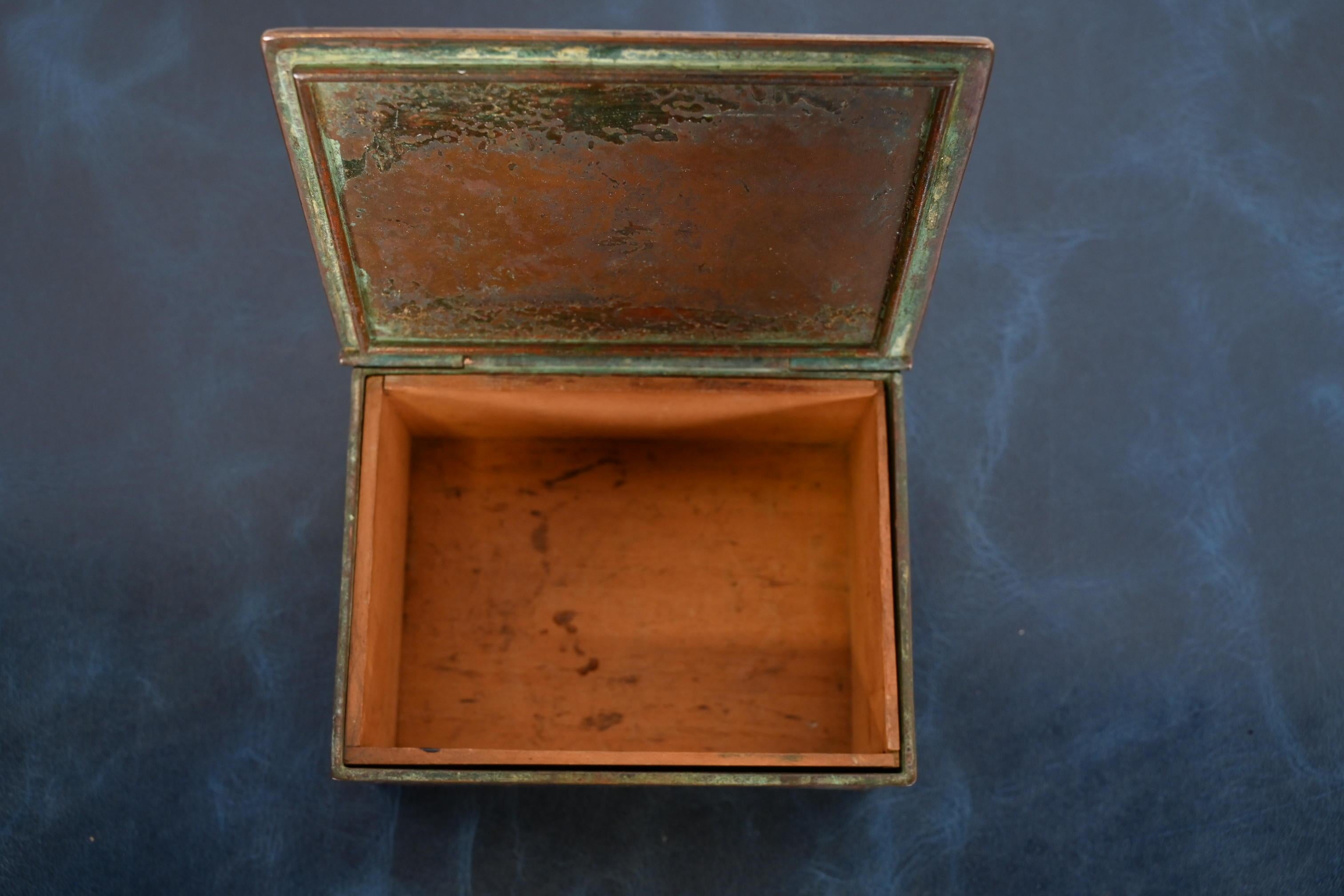 20th Century Tiffany Studios New York Zodiac Pattern Bronze Box