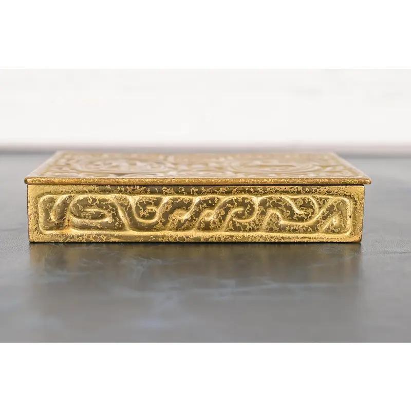 American Tiffany Studios New York Zodiac Pattern Bronze Doré Box For Sale