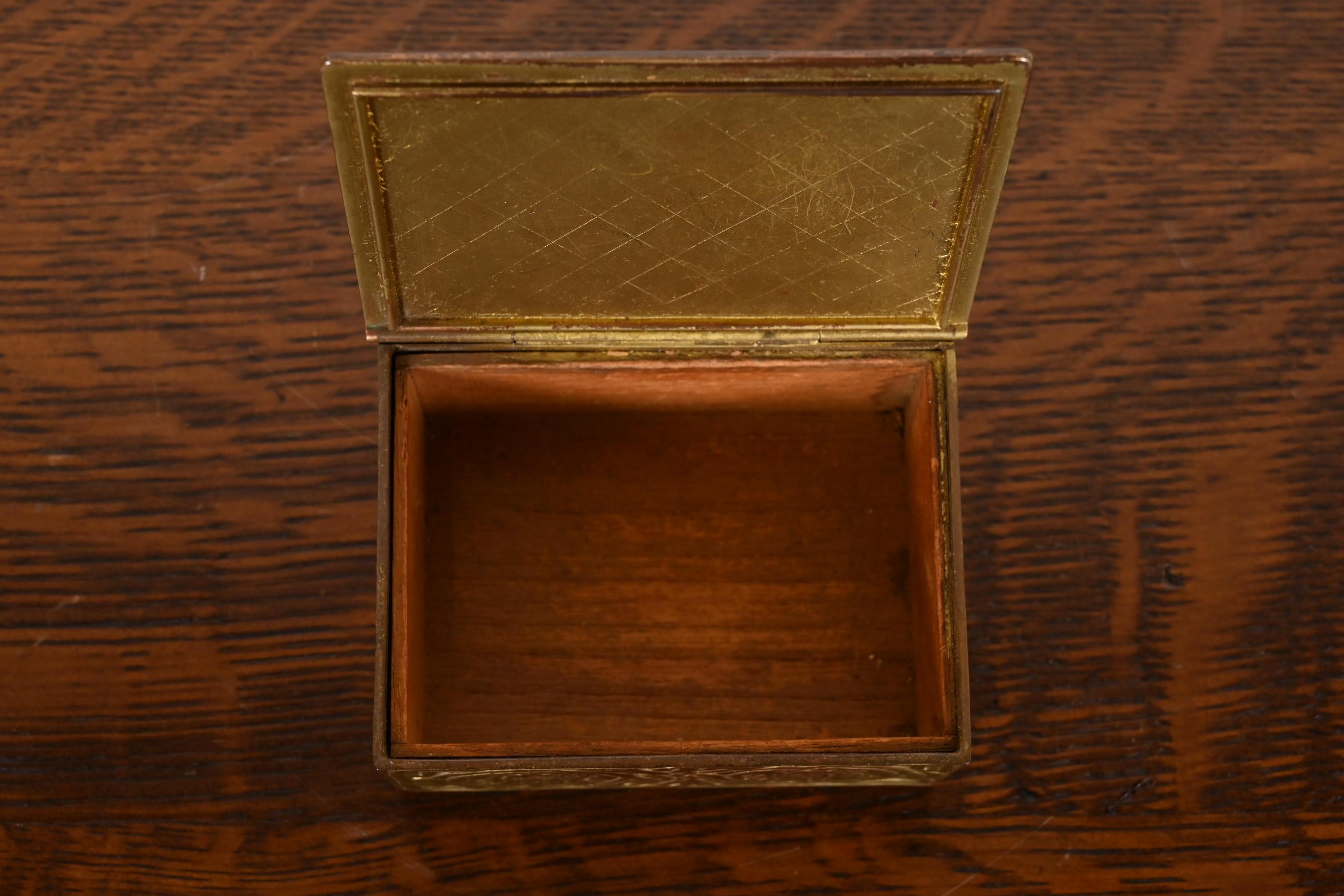 Tiffany Studios New York Zodiac Pattern Bronze Doré Box For Sale 2