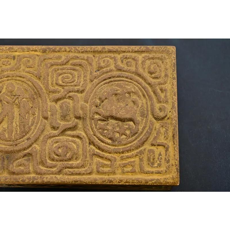 Tiffany Studios New York Zodiac Pattern Bronze Doré Box For Sale 2