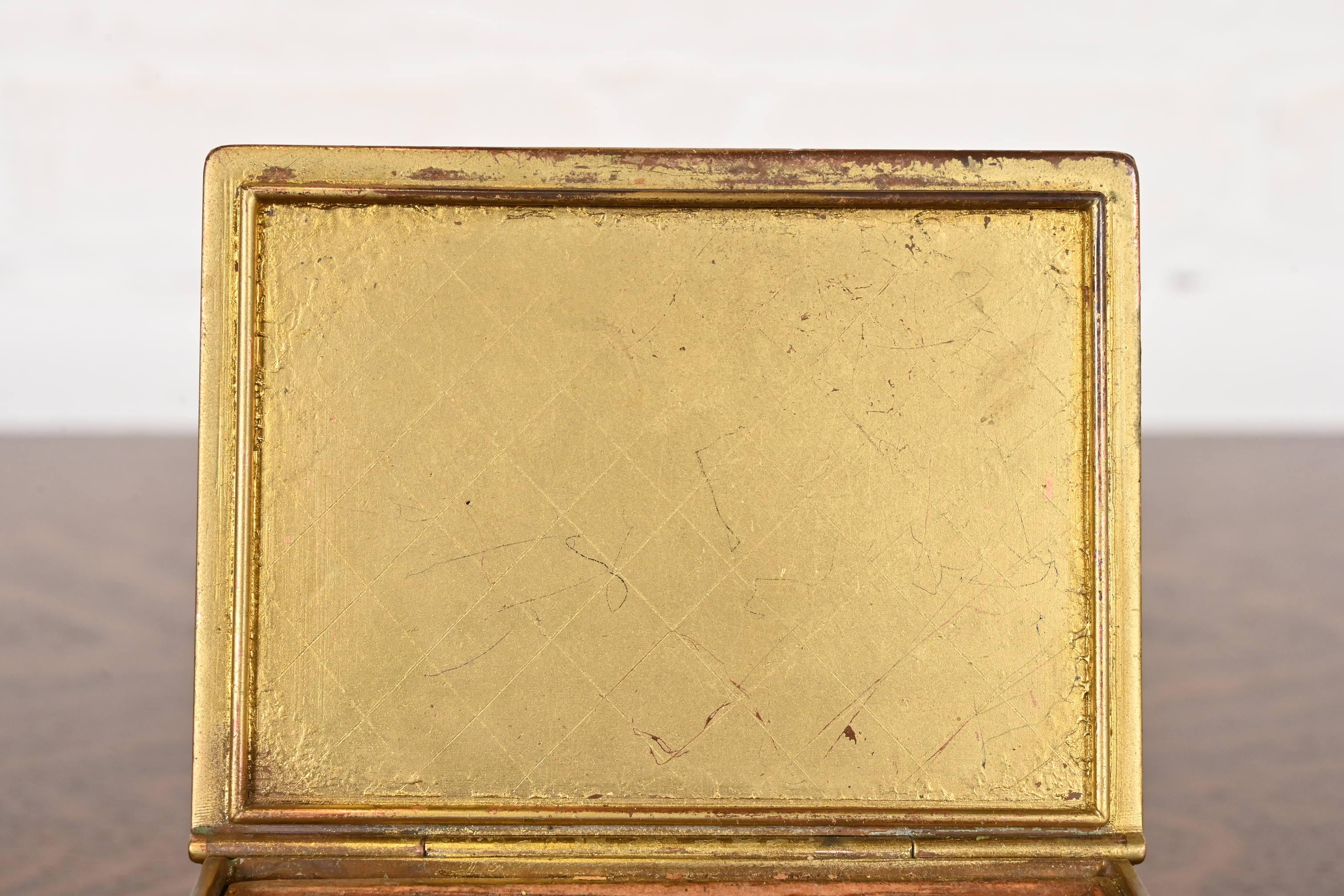 Tiffany Studios New York Zodiac Pattern Bronze Doré Box For Sale 3