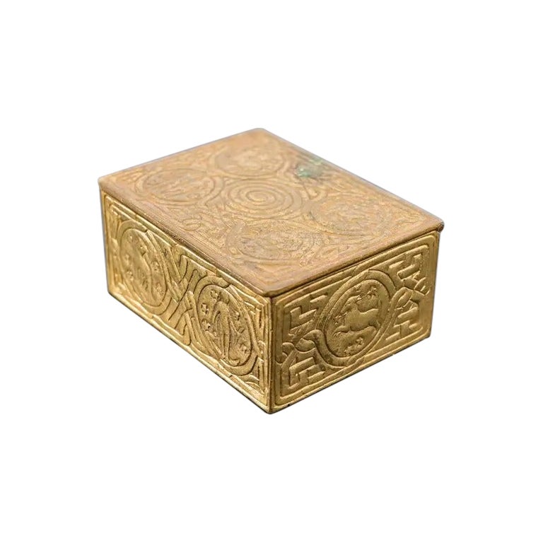 Tiffany Studios New York Zodiac Pattern Bronze Doré Box