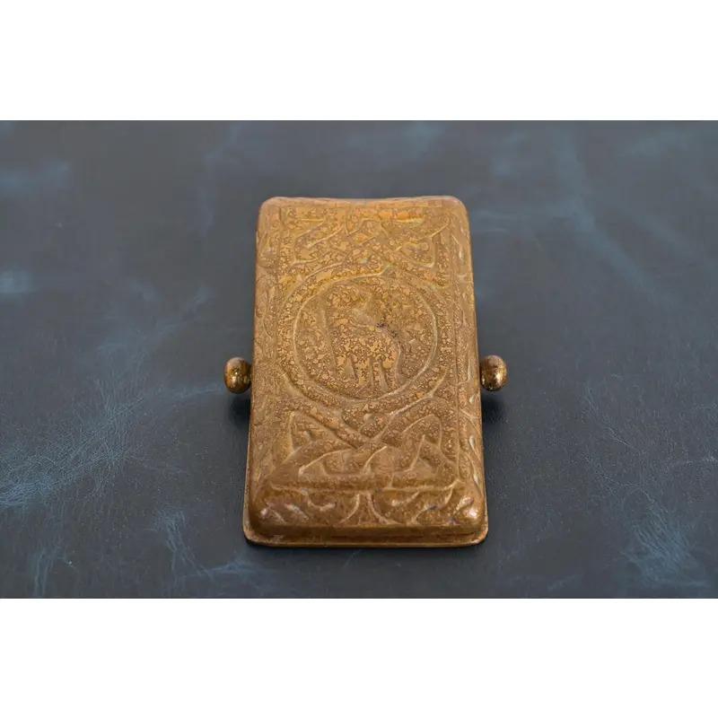 American Tiffany Studios New York Zodiac Pattern Bronze Doré Large Paper Clip For Sale