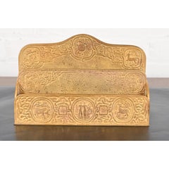 Tiffany Studios New York Zodiac Pattern Bronze Doré Letter Rack