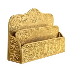 Tiffany Studios New York Zodiac Pattern Bronze Doré Letter Rack