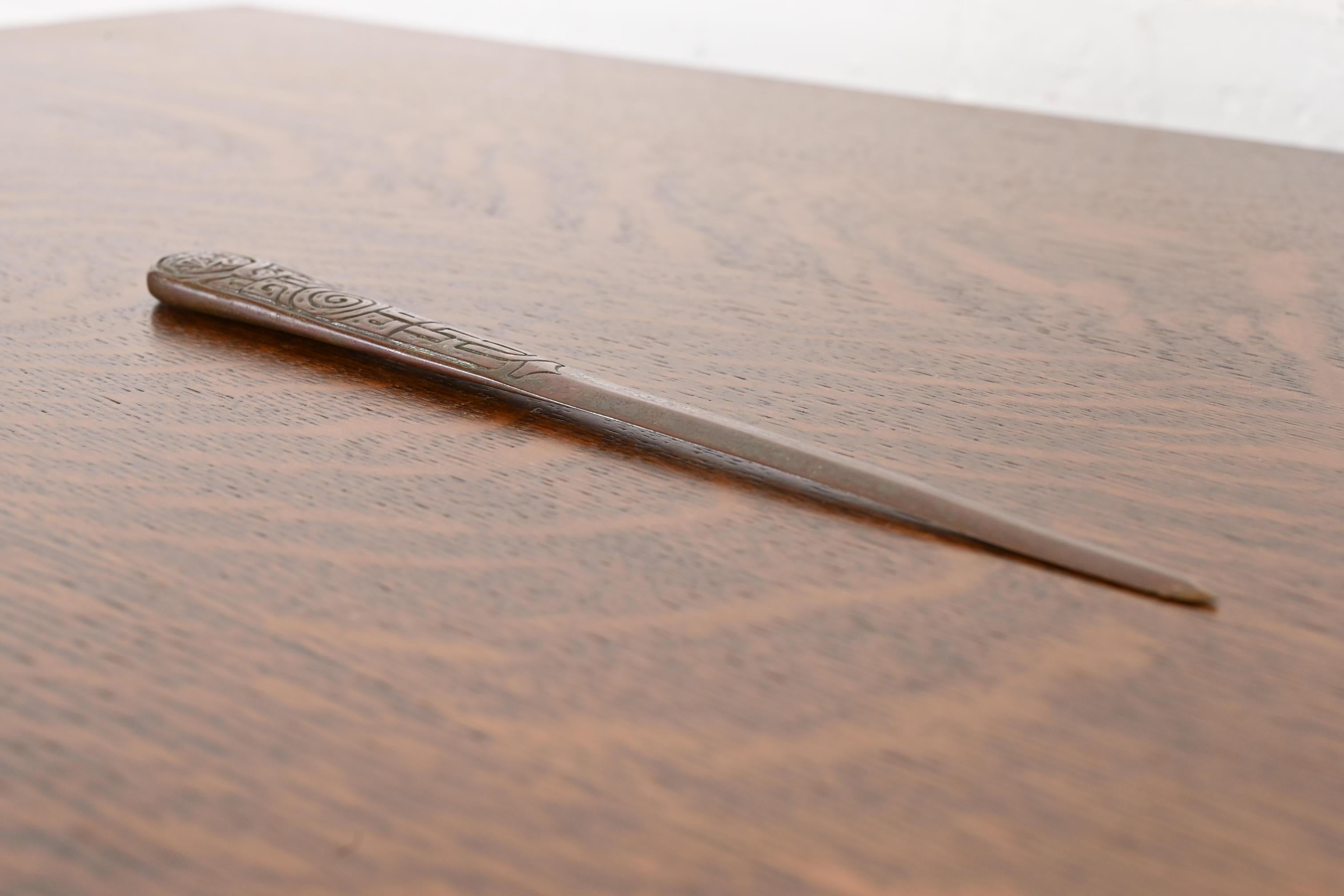 Arts and Crafts Tiffany Studios New York Zodiac Pattern Bronze Letter Opener