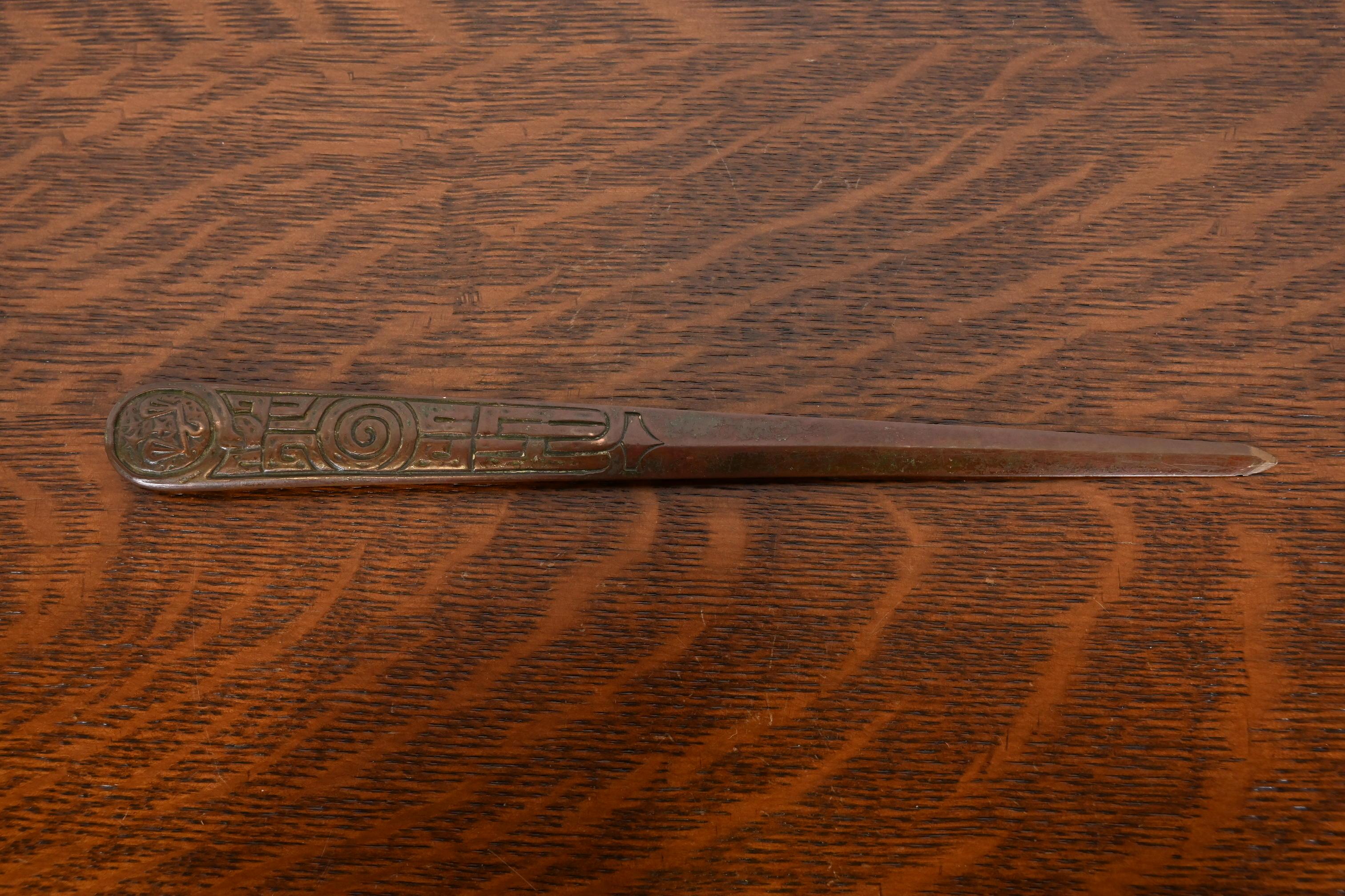 20th Century Tiffany Studios New York Zodiac Pattern Bronze Letter Opener
