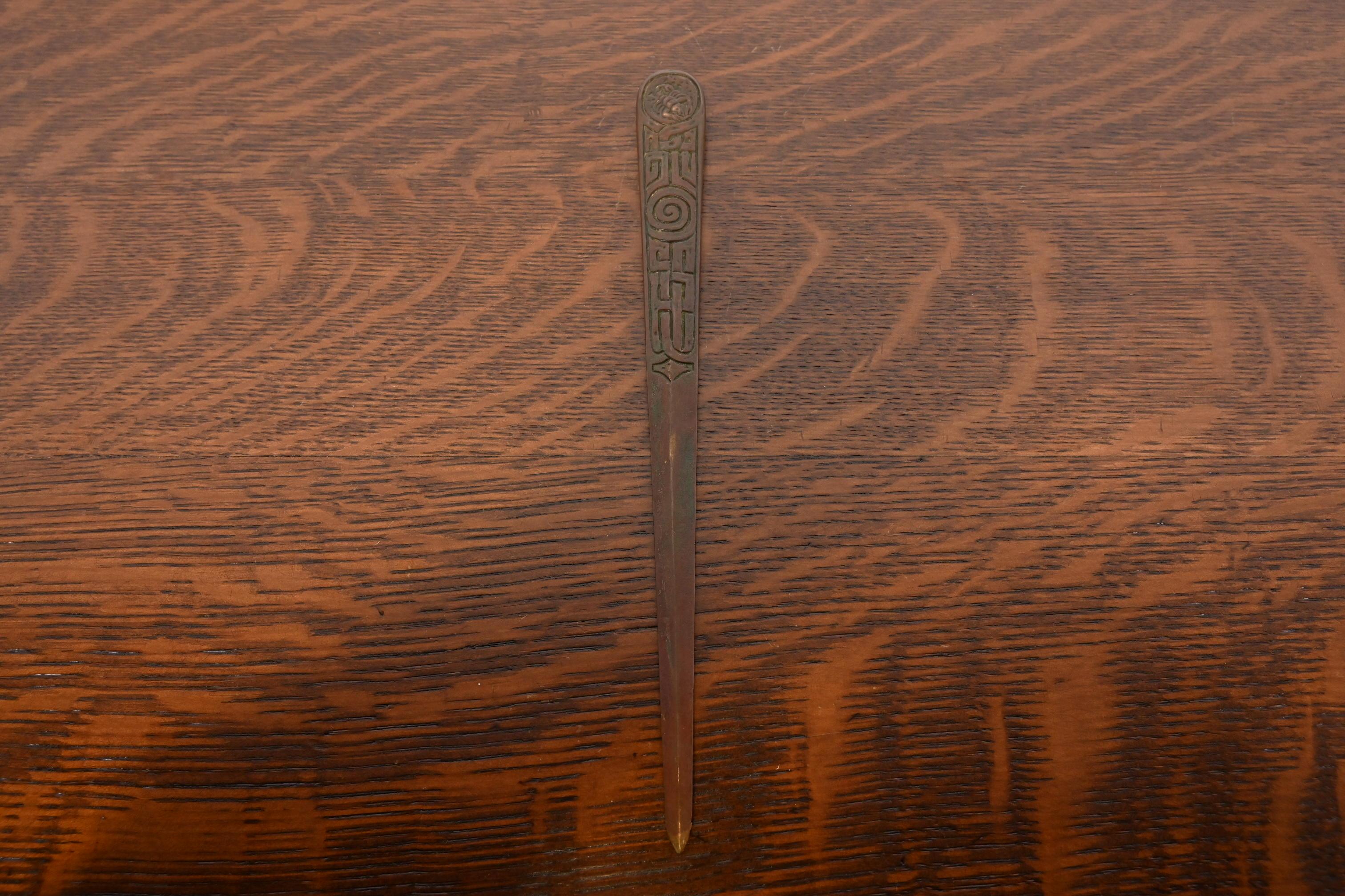 Tiffany Studios New York Zodiac Pattern Bronze Letter Opener 1
