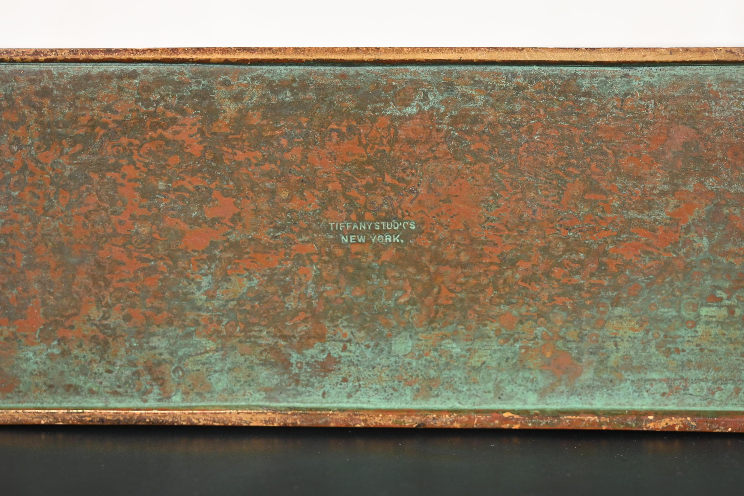 Tiffany Studios New York Zodiac Pattern Bronze Letter Rack For Sale 5