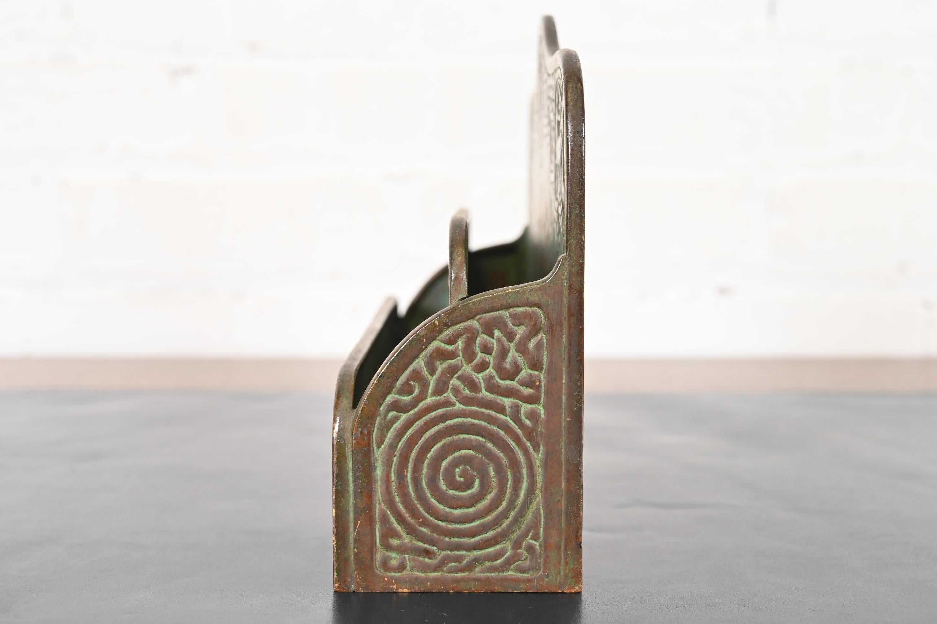 Tiffany Studios New York Zodiac Pattern Bronze Letter Rack For Sale 2