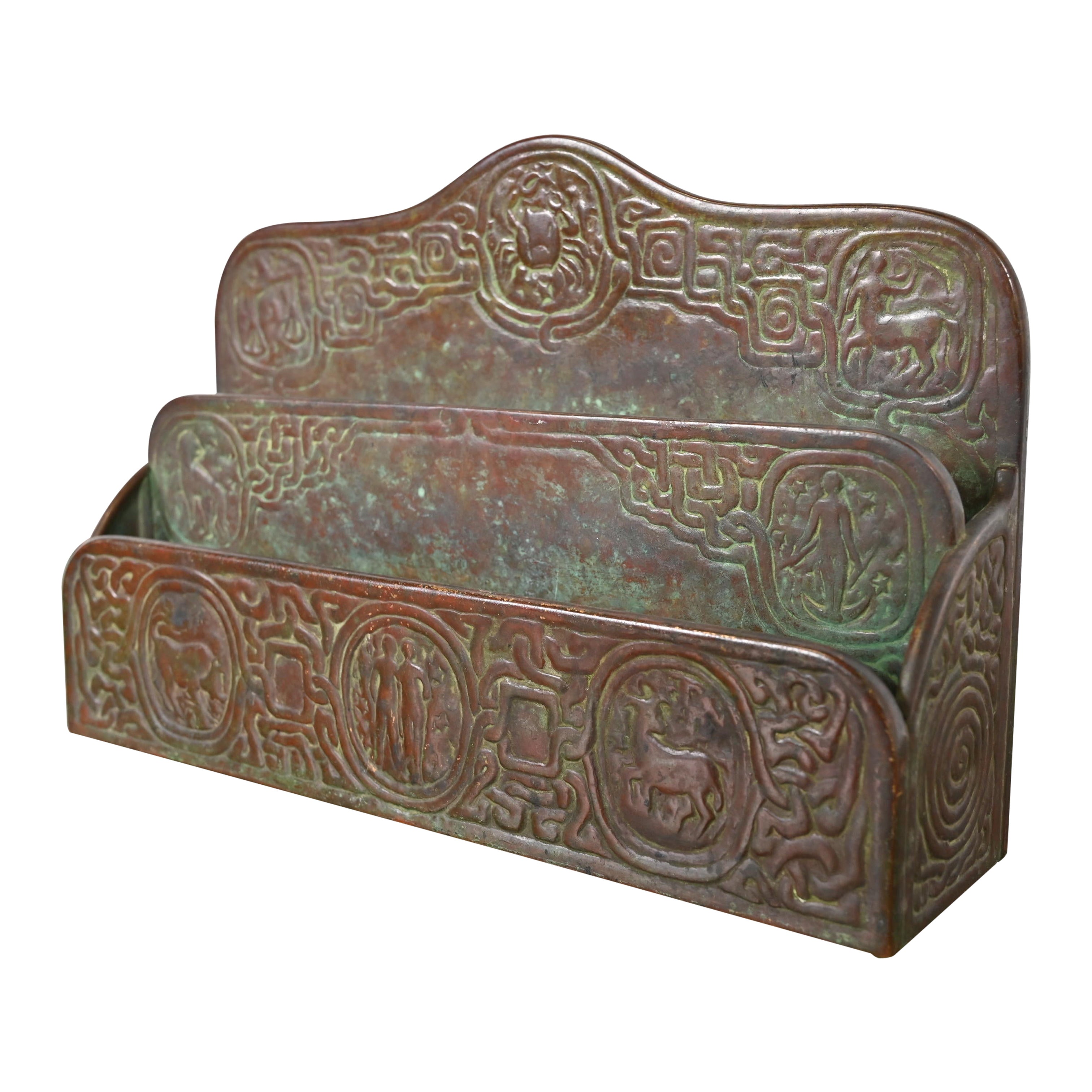 Tiffany Studios New York Zodiac Pattern Portalettere in bronzo
