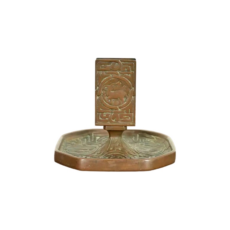 Portafiammiferi in bronzo con motivo Zodiac di Tiffany Studios New York in vendita