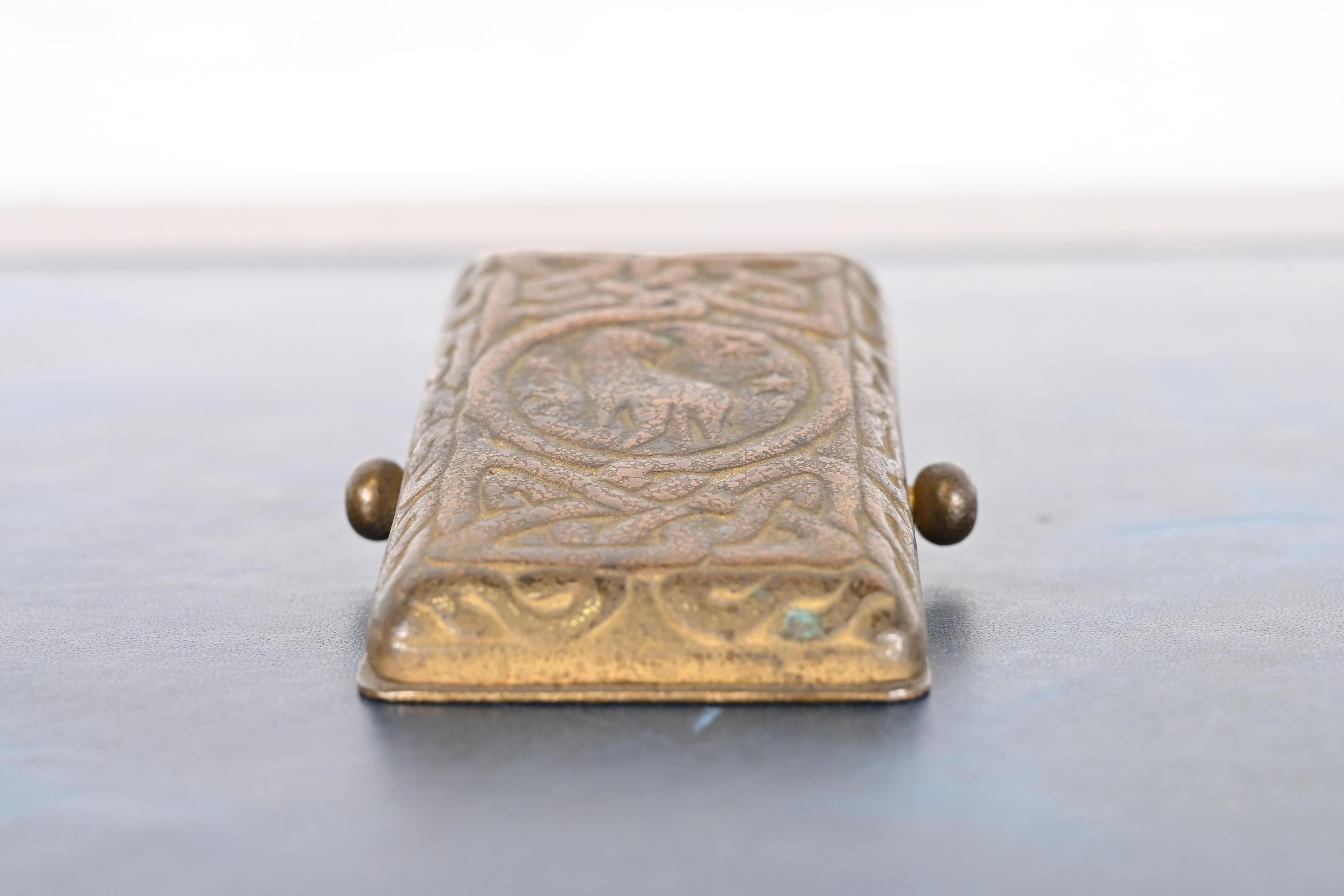 Americano Tiffany Studios New York Zodiac Pattern Bronze Paper Clip in vendita