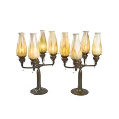 Tiffany Studios Pair of Lighted Candelabra