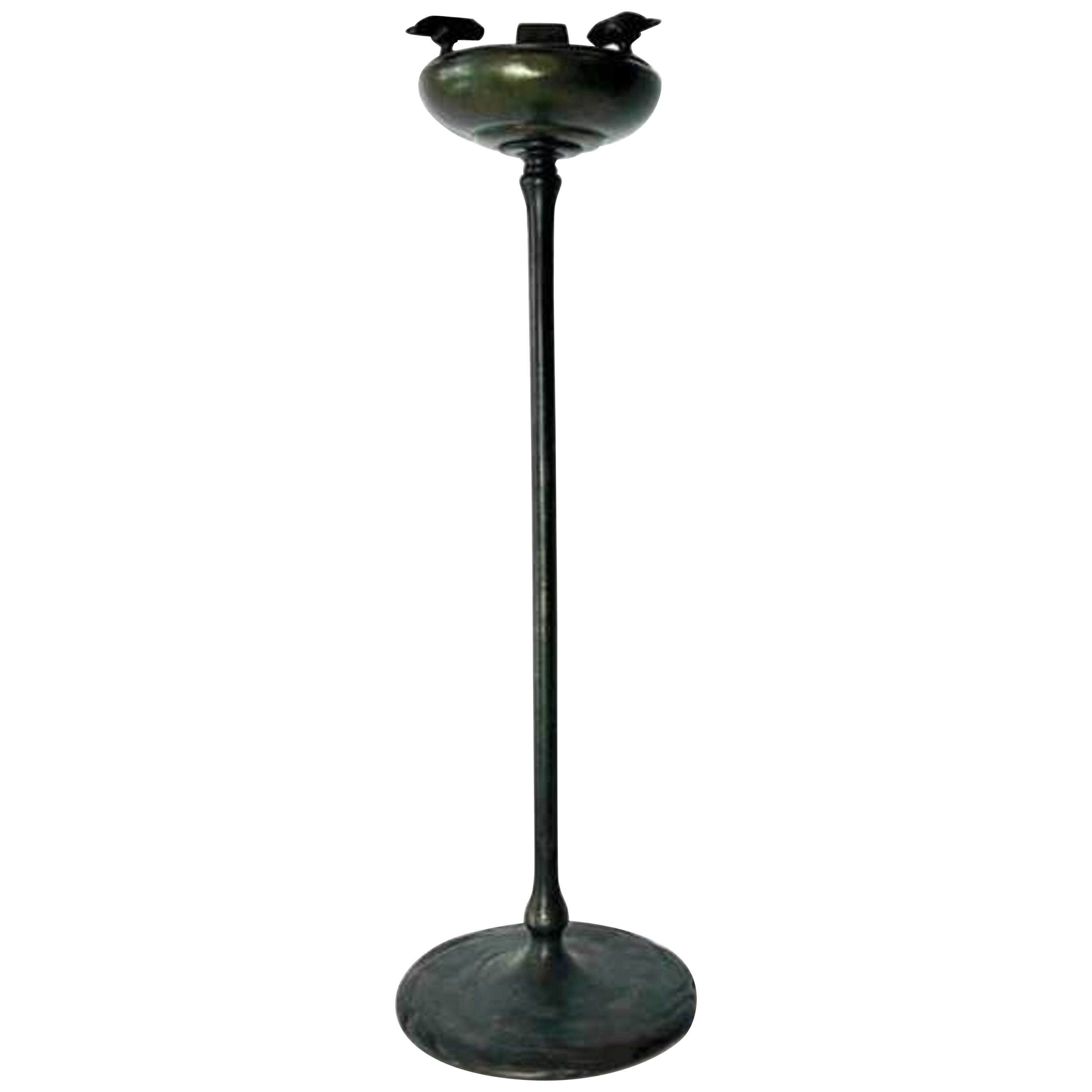 Tiffany Studios Patinated Bronze Standing Ash Receiver For Sale