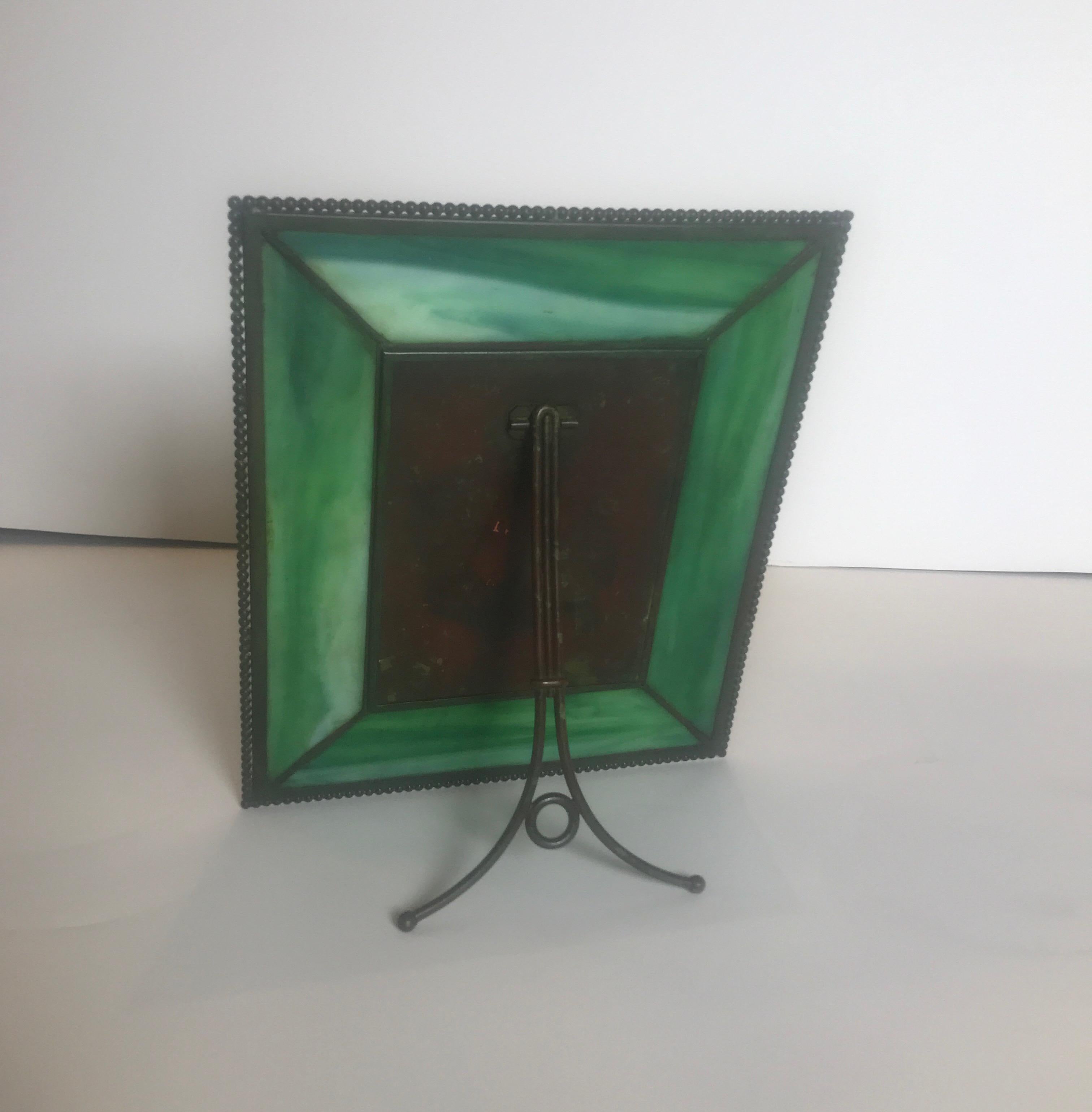 Tiffany Studios Pine Needle Patinated Bronze Picture Frame In Excellent Condition In Lambertville, NJ