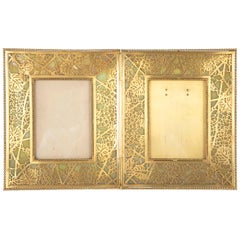 Tiffany Studios Rare Double Picture Frame with Grapevine Pattern, Signed