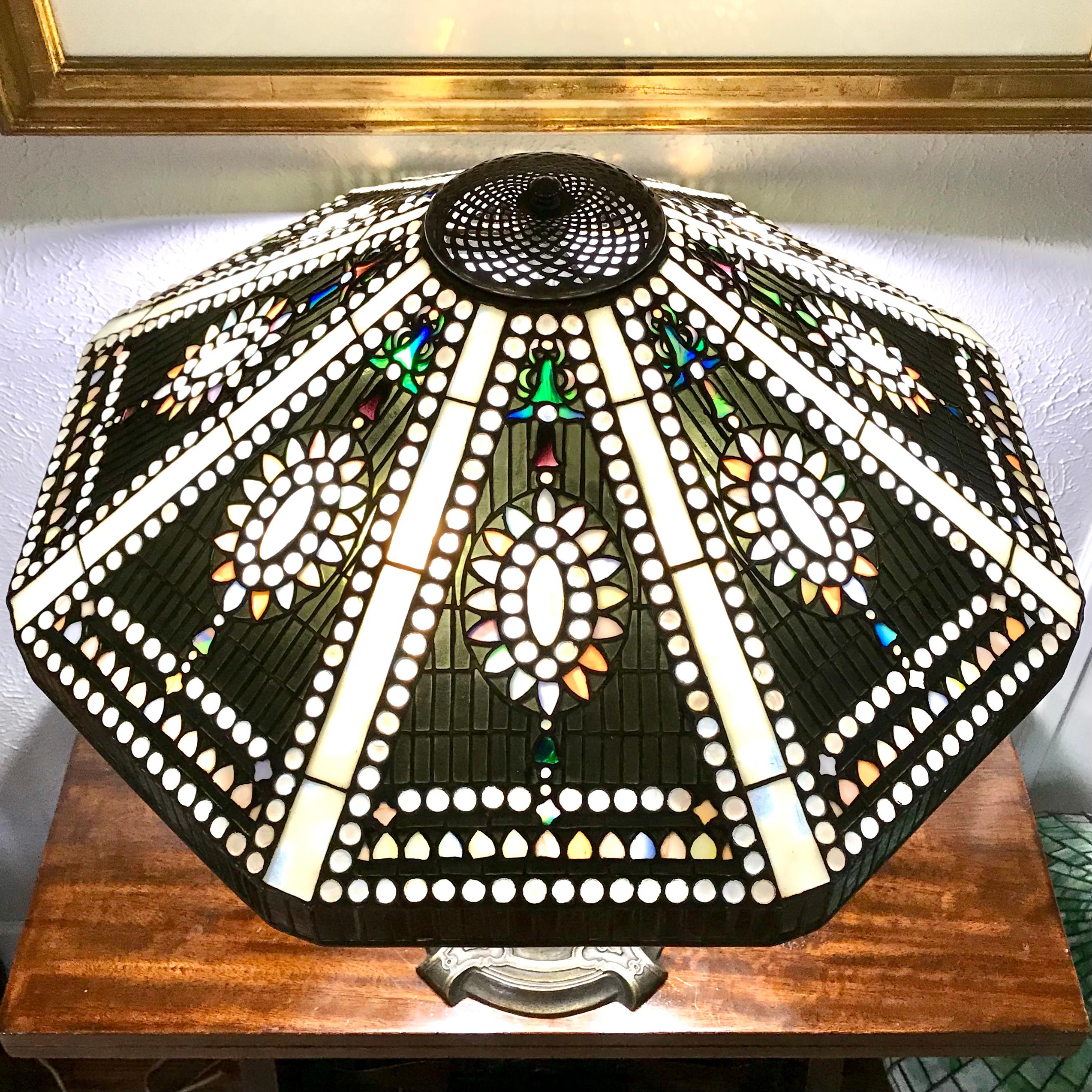 Art Nouveau Tiffany Studios Rare Empire Jewel Table Lamp For Sale
