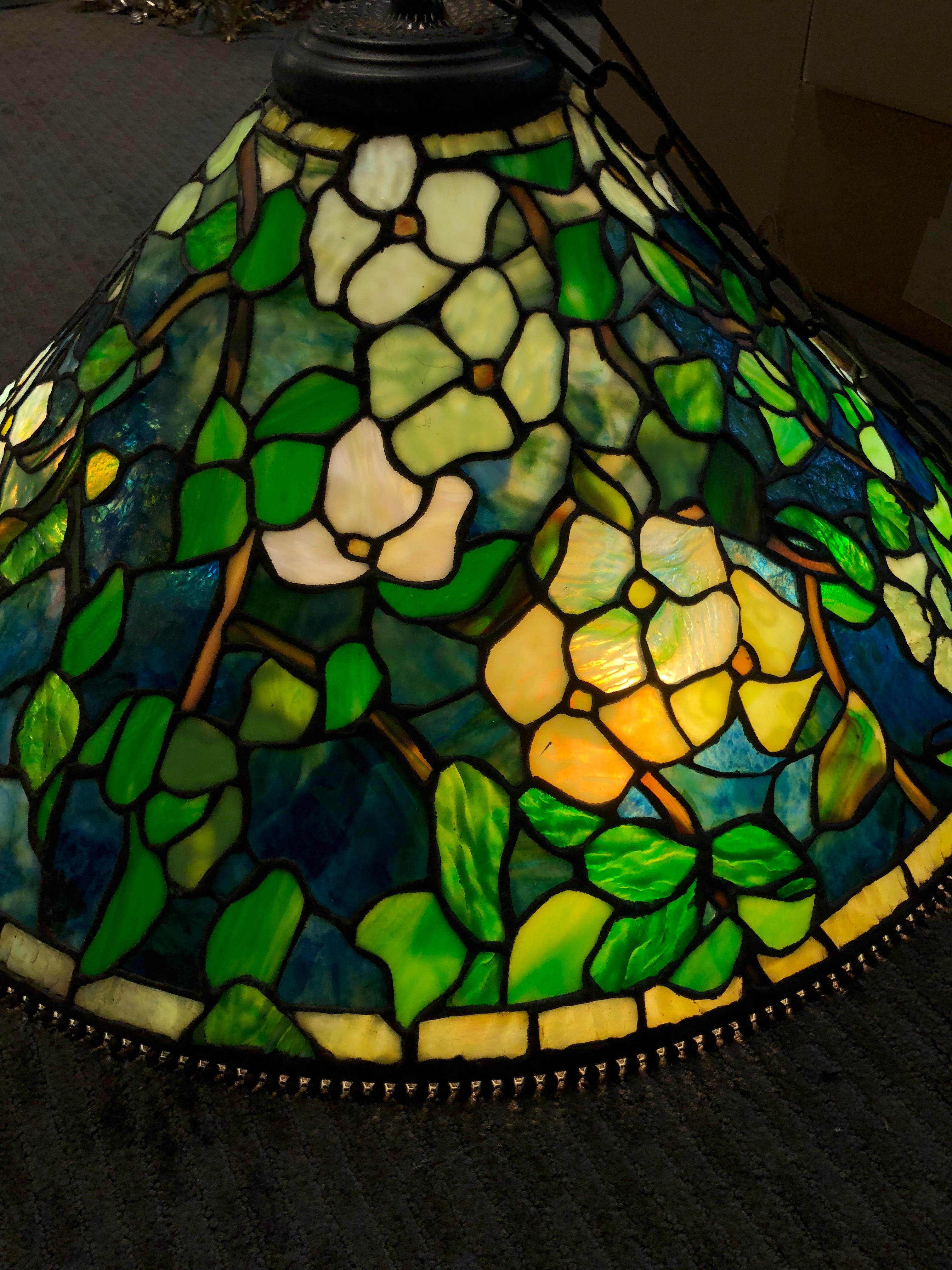 Tiffany Studios Reproduction Stained Glass Mosaic Chandelier by Paul Crist 3