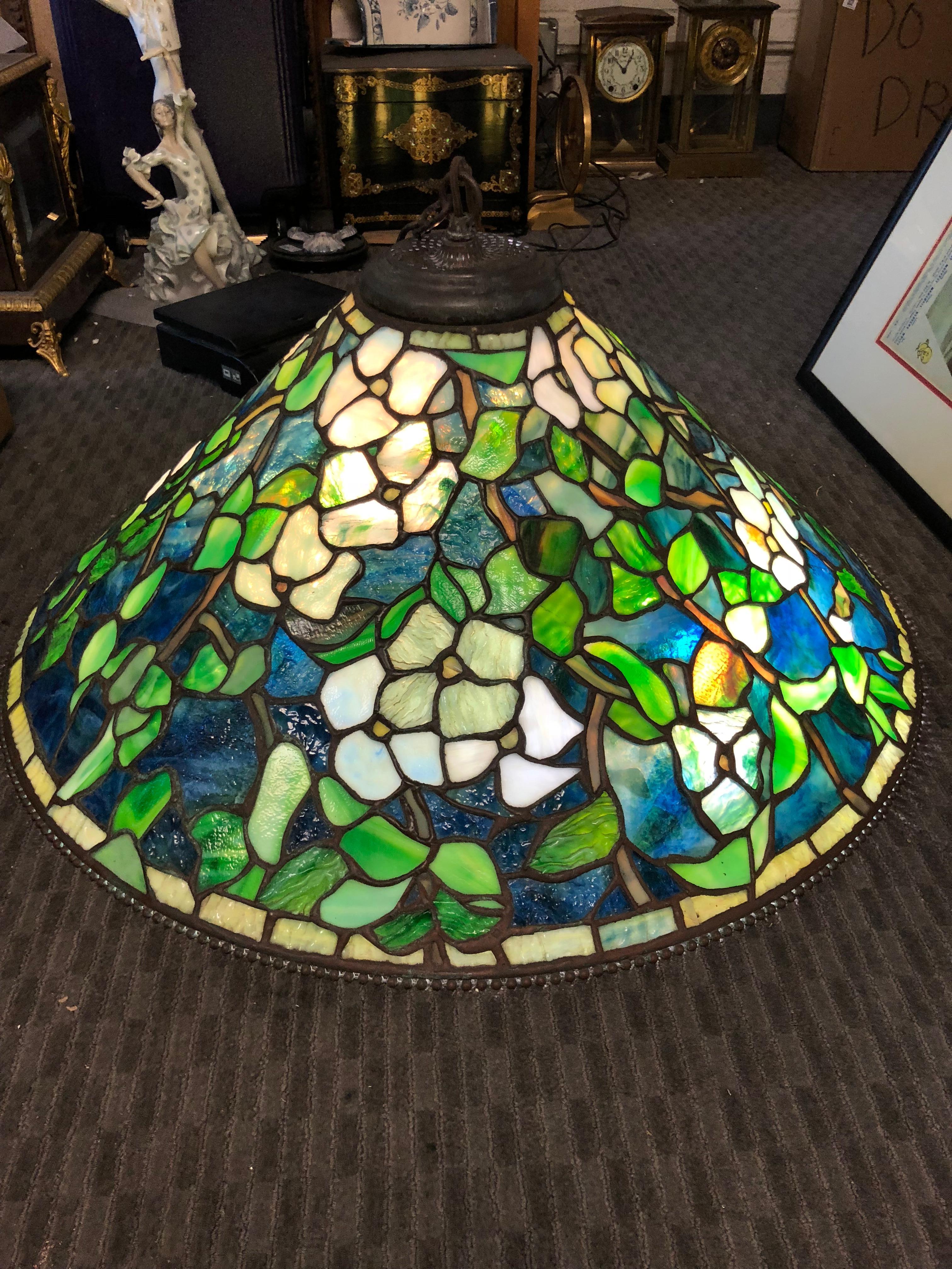 Tiffany Studios Reproduction Stained Glass Mosaic Chandelier by Paul Crist 4